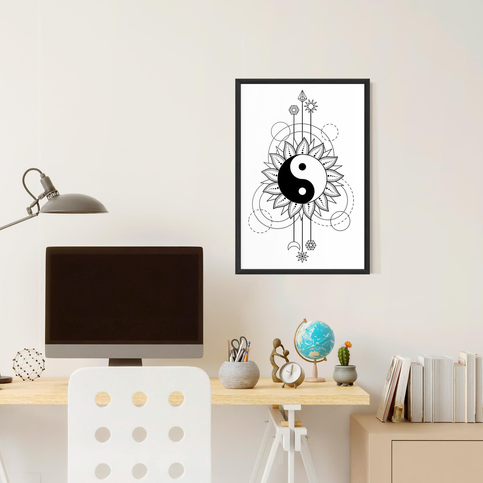 Gerahmte Poster Yinyang Art Line mockup 6