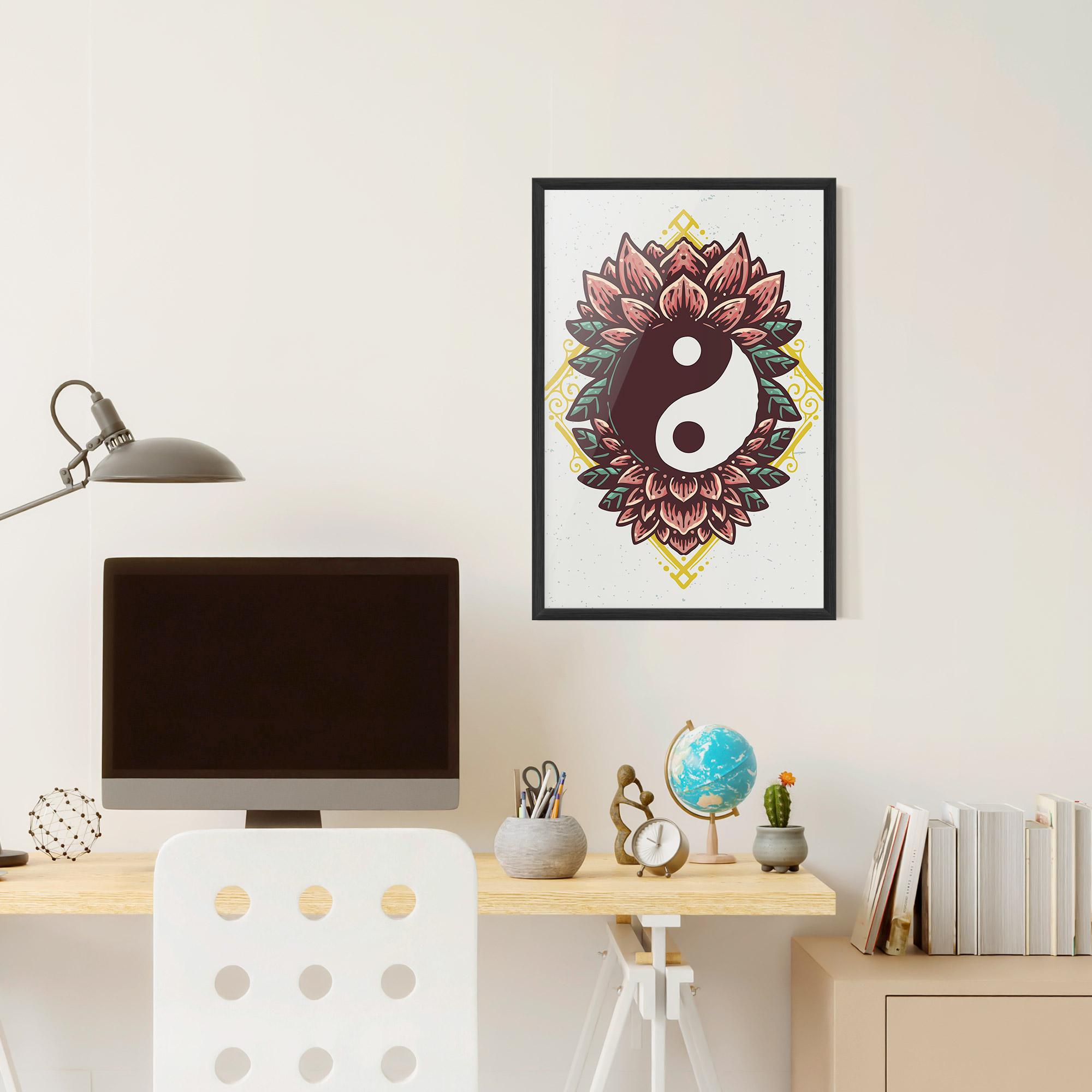 Gerahmte Poster Yinyang Flower mockup 6