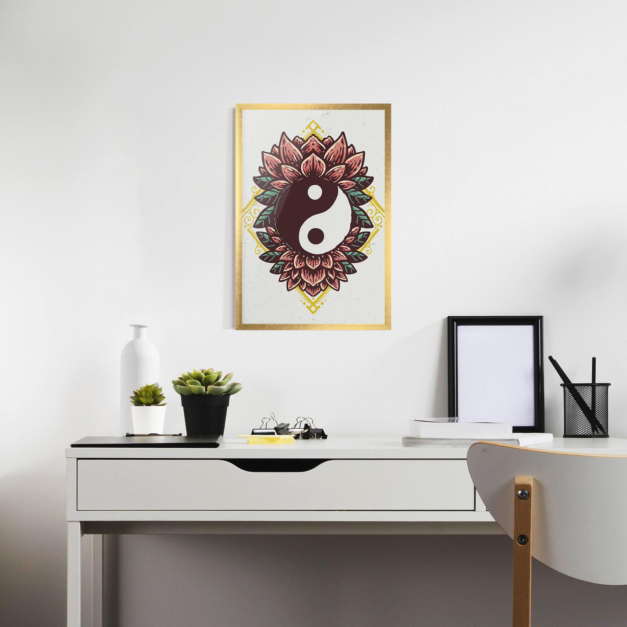 Gerahmte Poster Yinyang Flower mockup 7