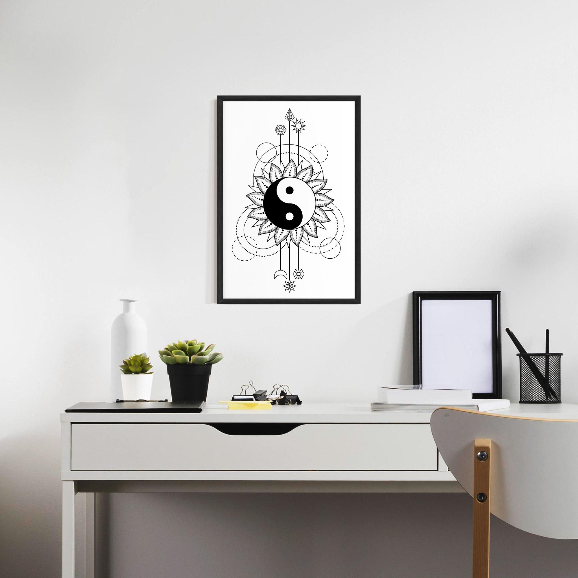 Gerahmte Poster Yinyang Art Line mockup 7