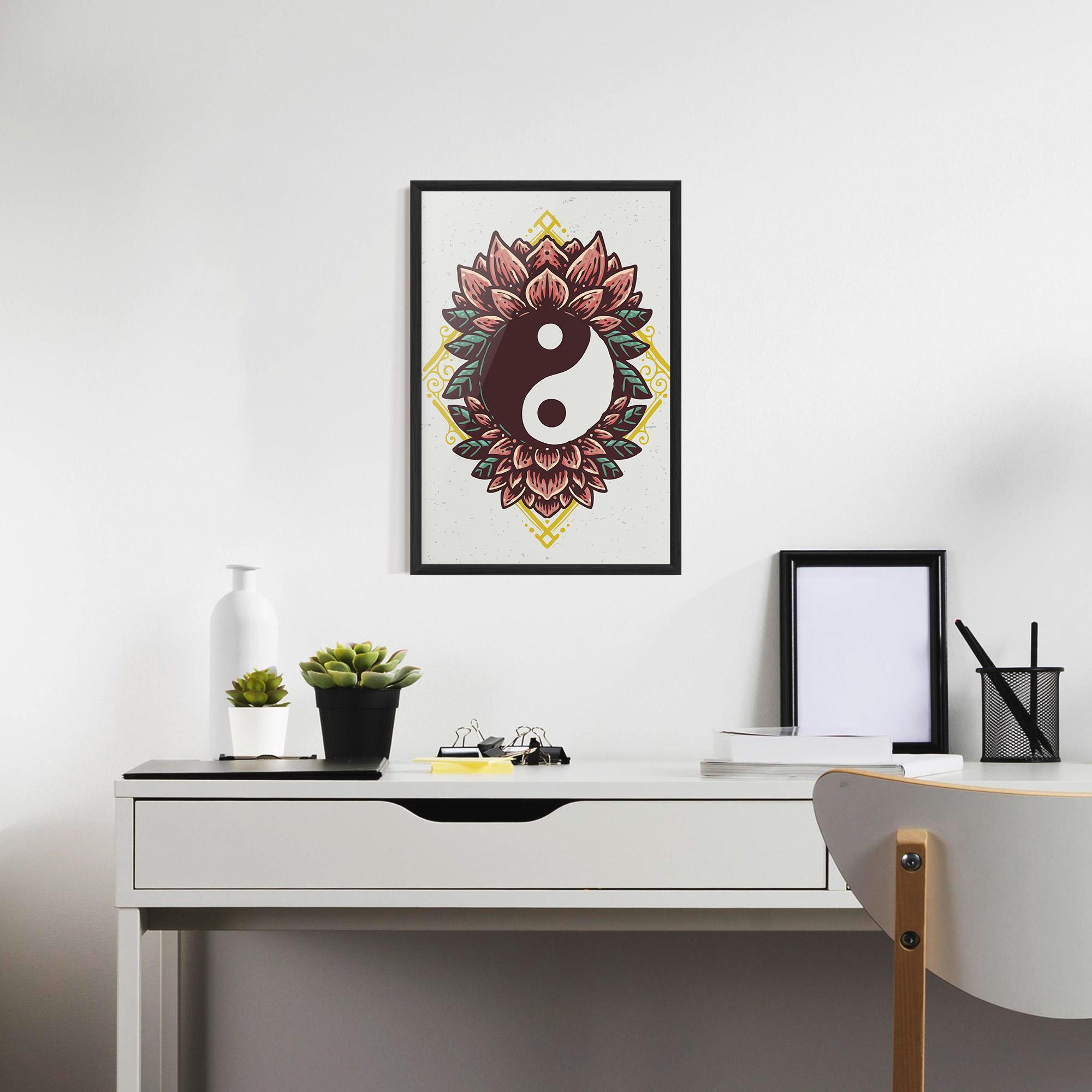 Gerahmte Poster Yinyang Flower mockup 7