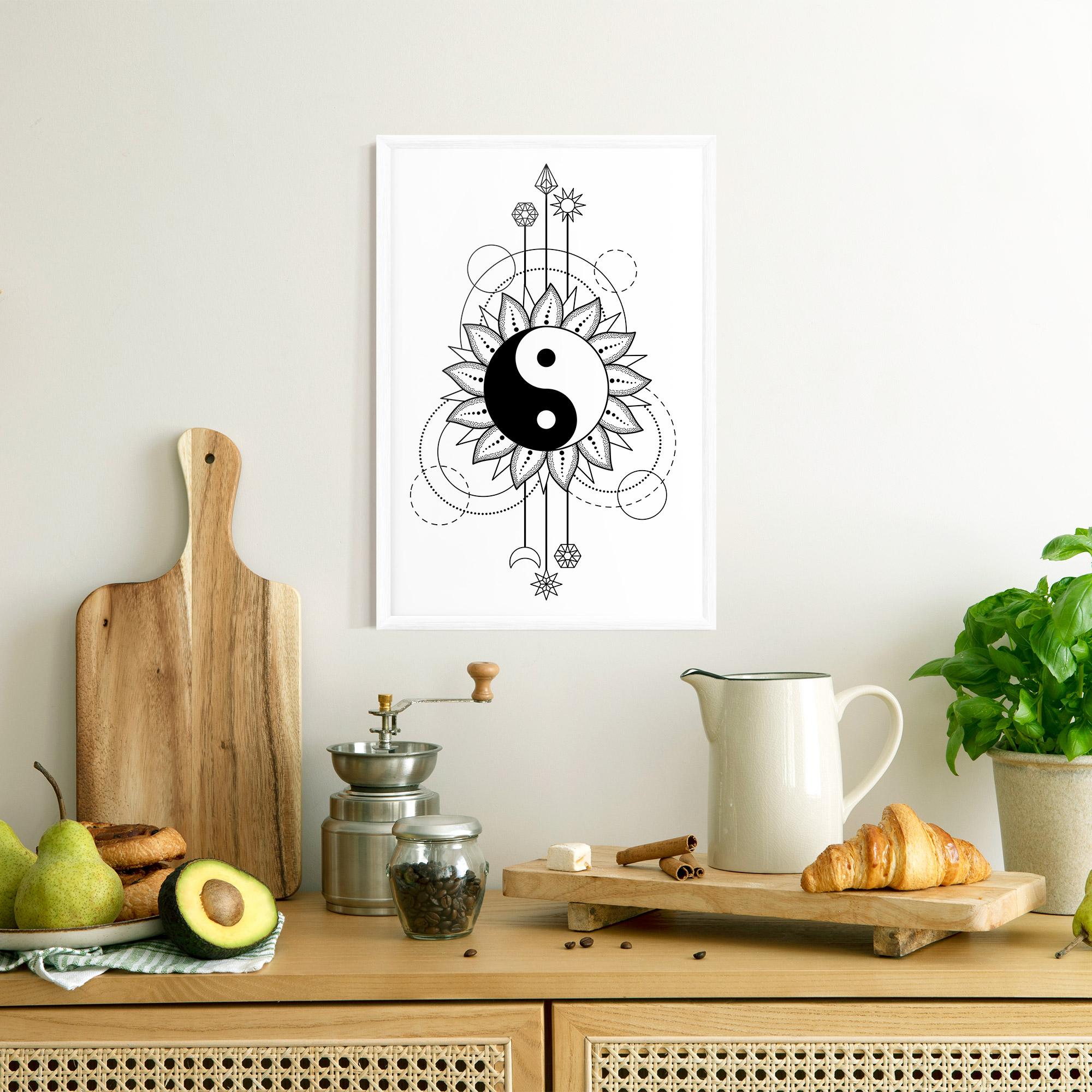 Gerahmte Poster Yinyang Art Line mockup 8
