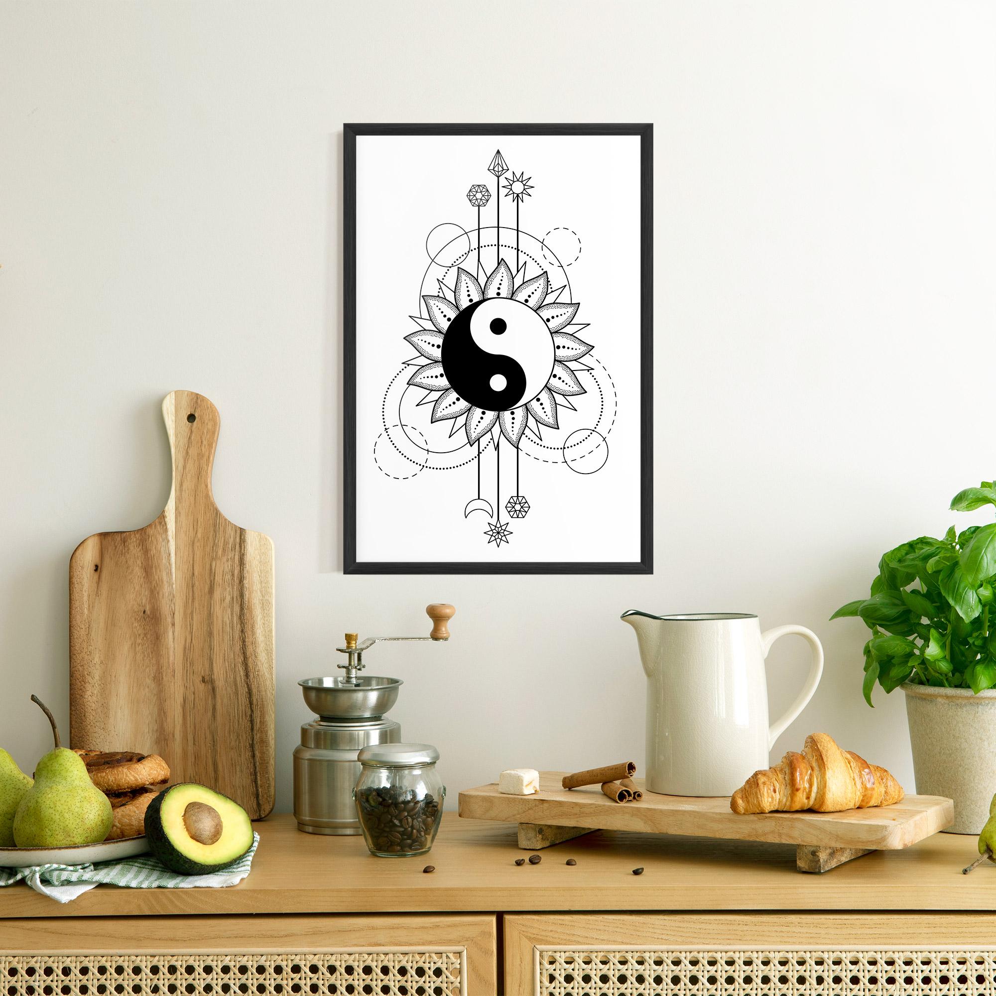 Gerahmte Poster Yinyang Art Line mockup 8