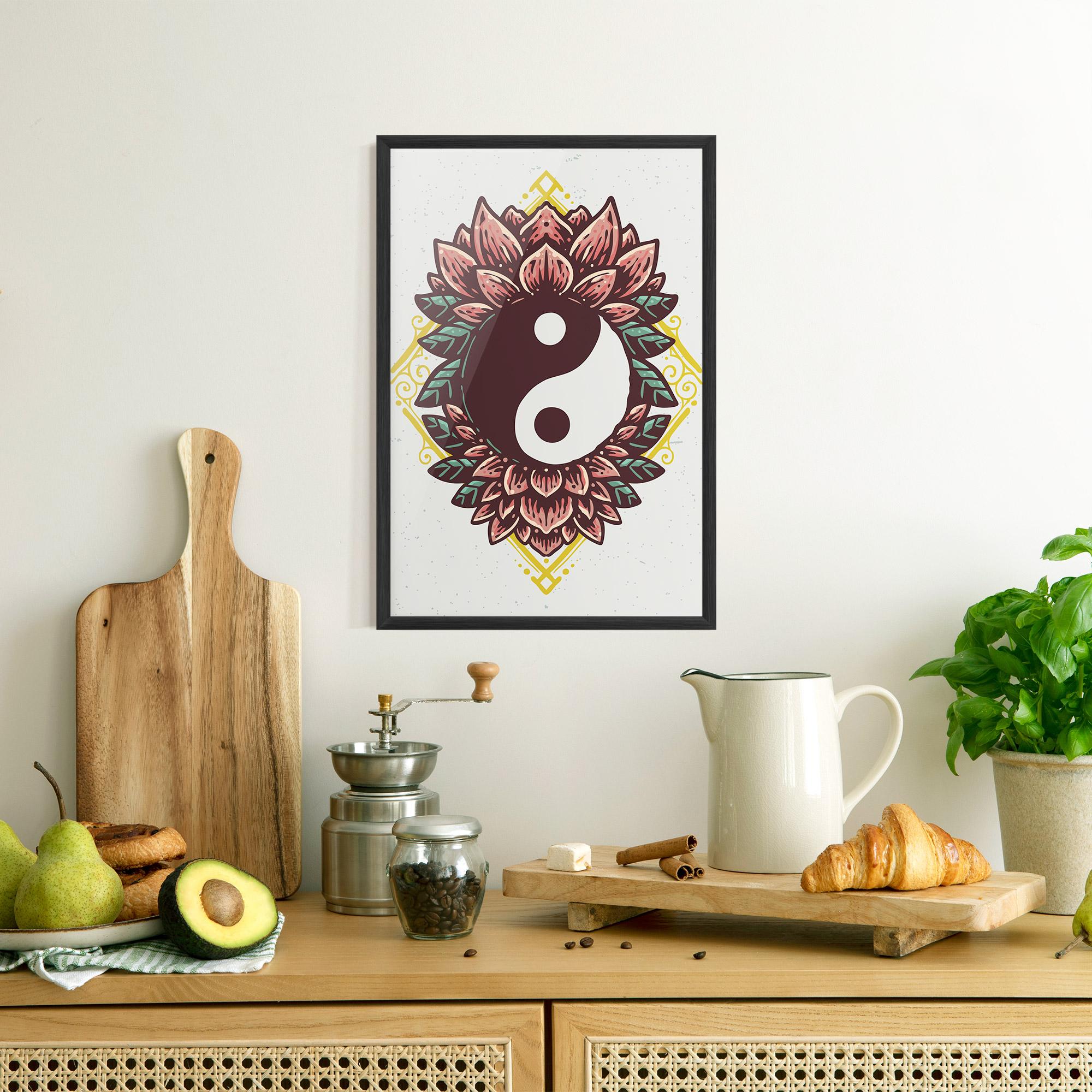 Gerahmte Poster Yinyang Flower mockup 8
