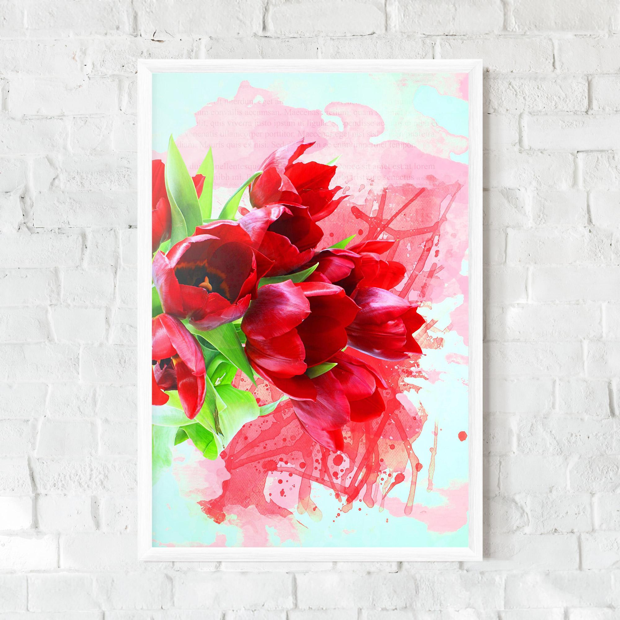 Gerahmte Poster Red Tulips Bouquet mockup 0
