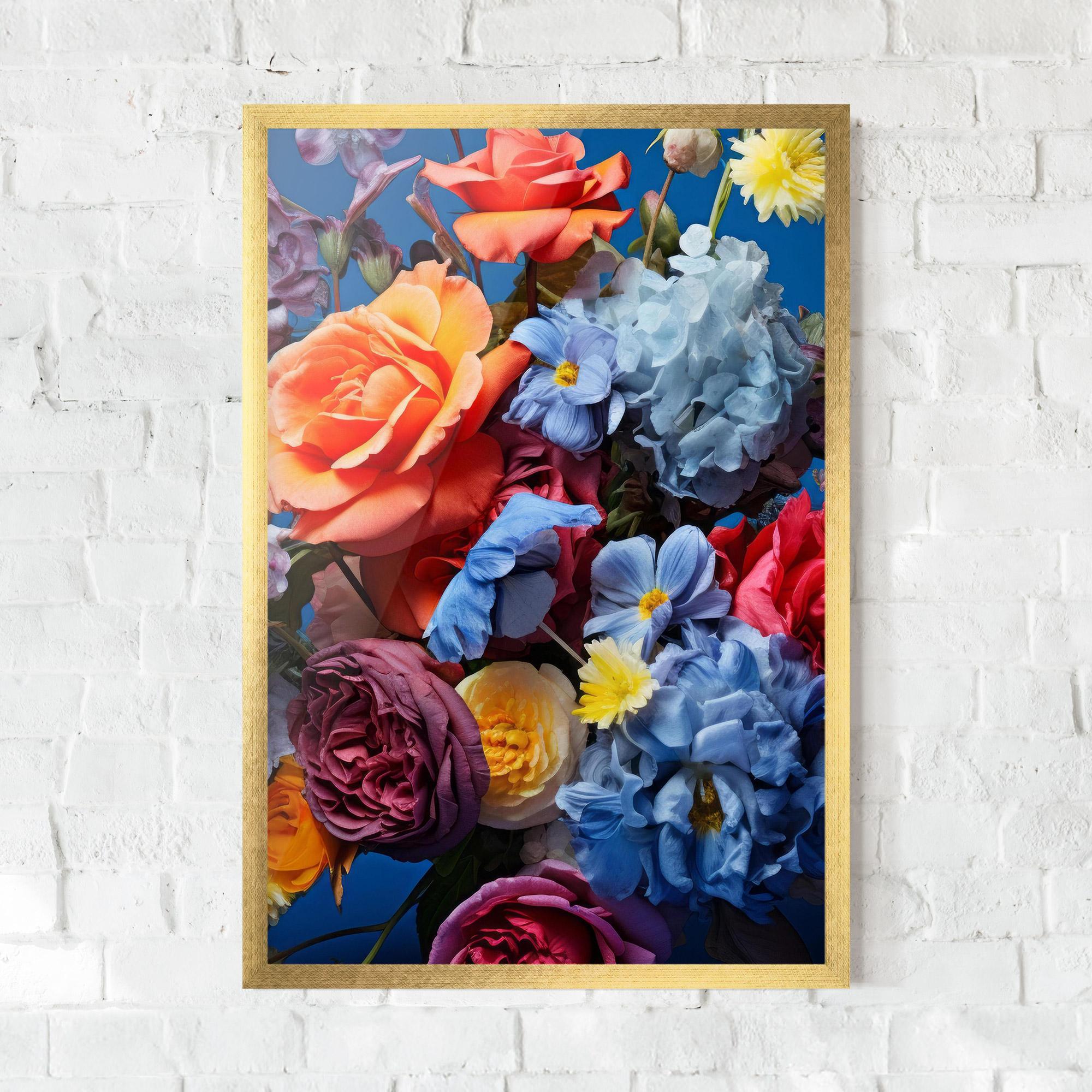 Gerahmte Poster Blue Orange Bouquet mockup 0