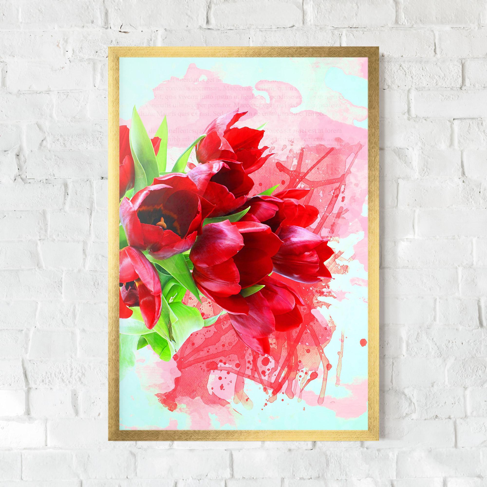 Gerahmte Poster Red Tulips Bouquet mockup 0