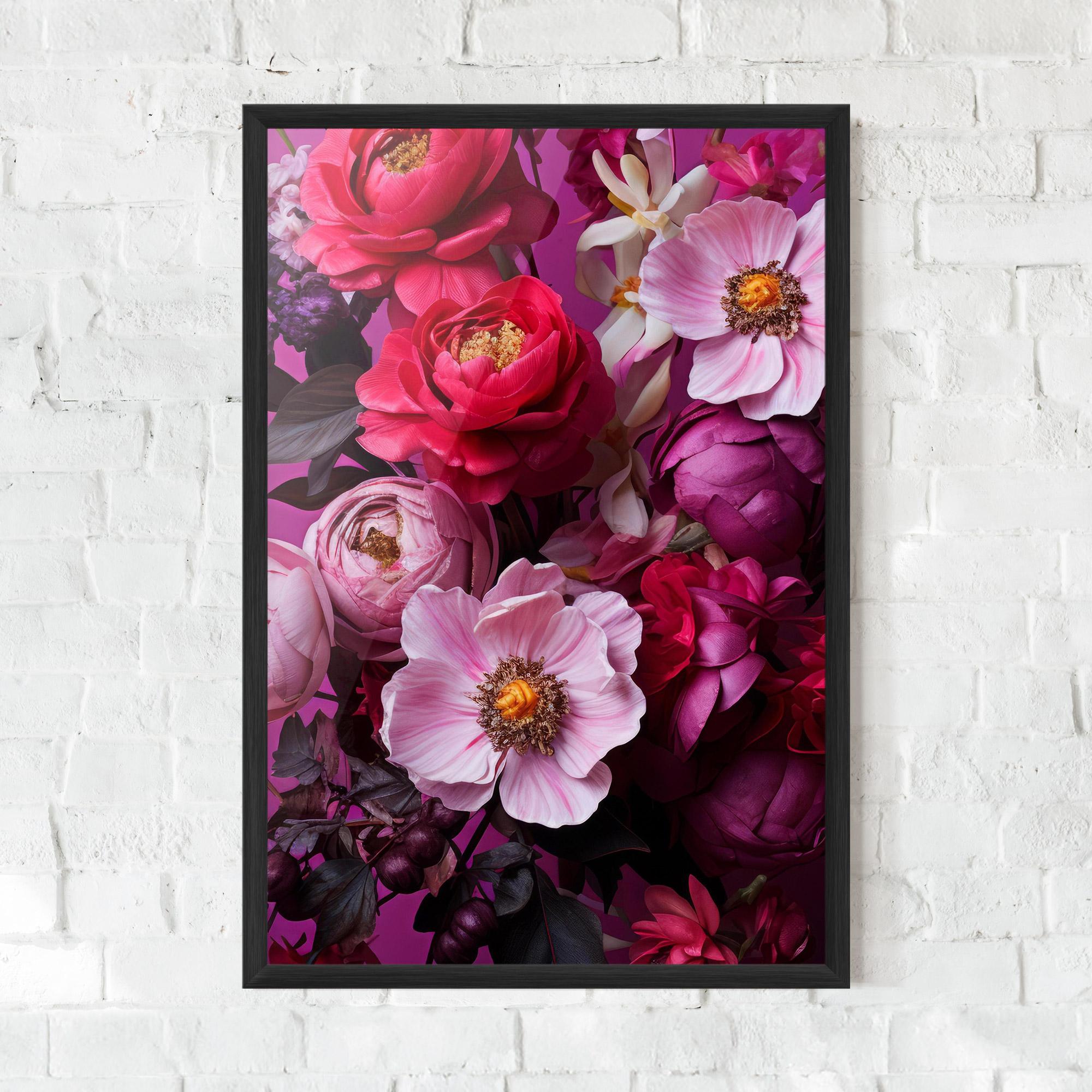 Gerahmte Poster Pink Red Bouquet mockup 0