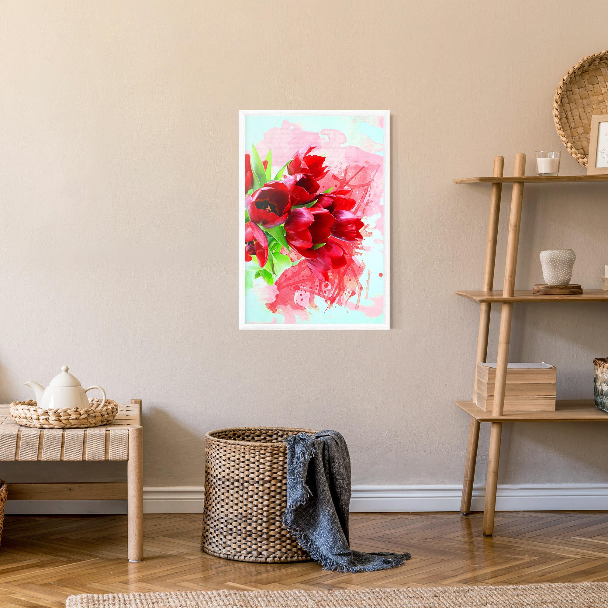 Gerahmte Poster Red Tulips Bouquet mockup 9