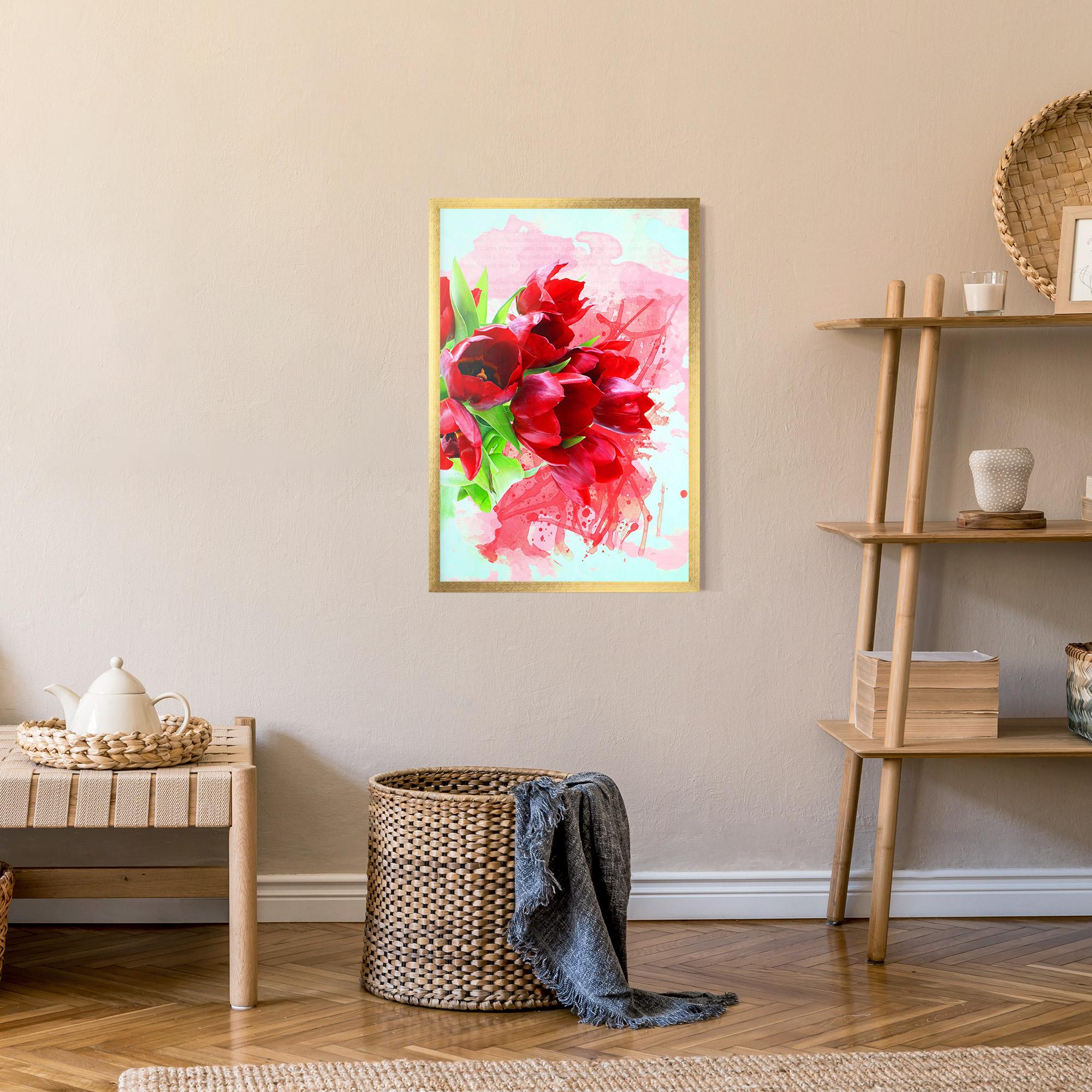 Gerahmte Poster Red Tulips Bouquet mockup 9