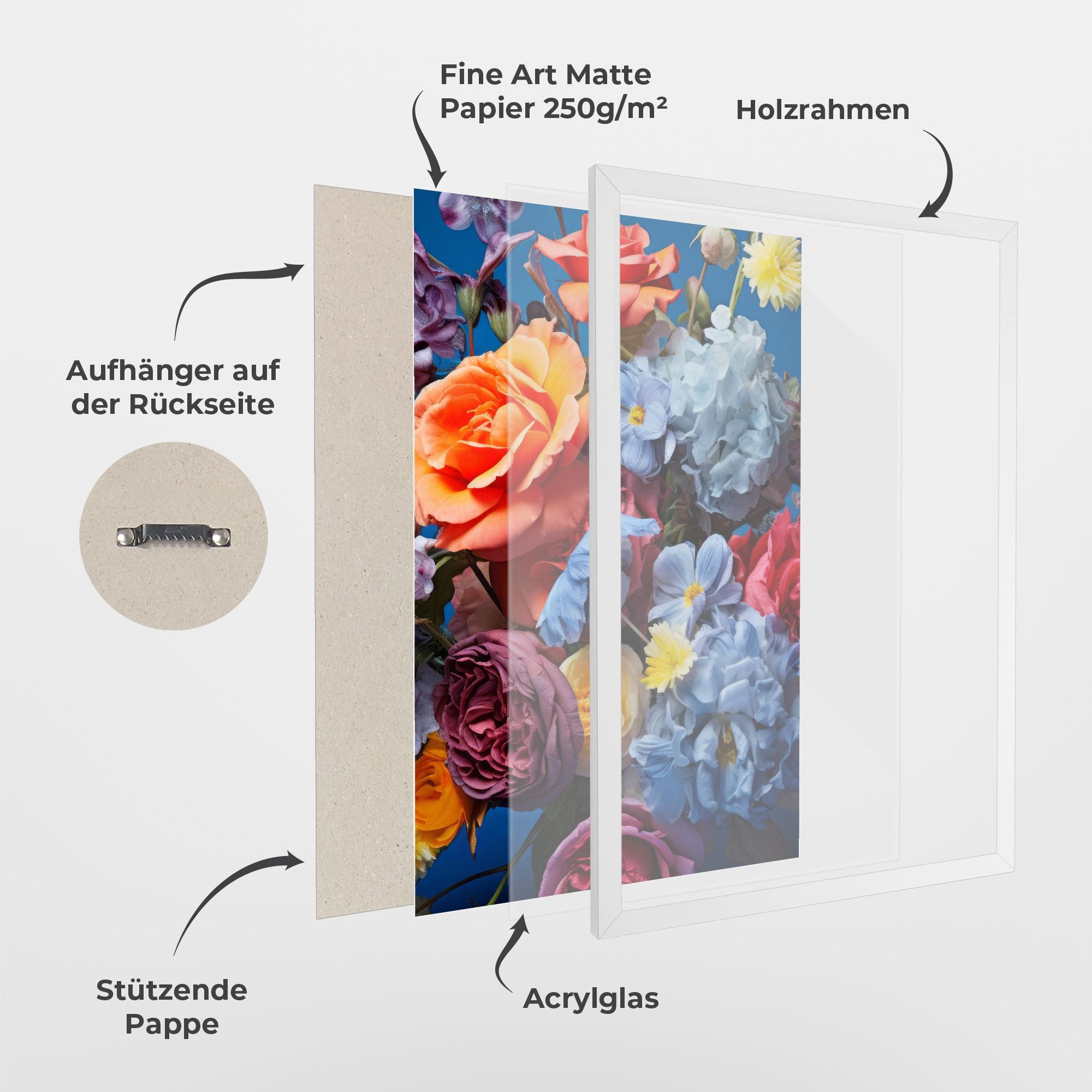 Gerahmte Poster Blue Orange Bouquet mockup 1