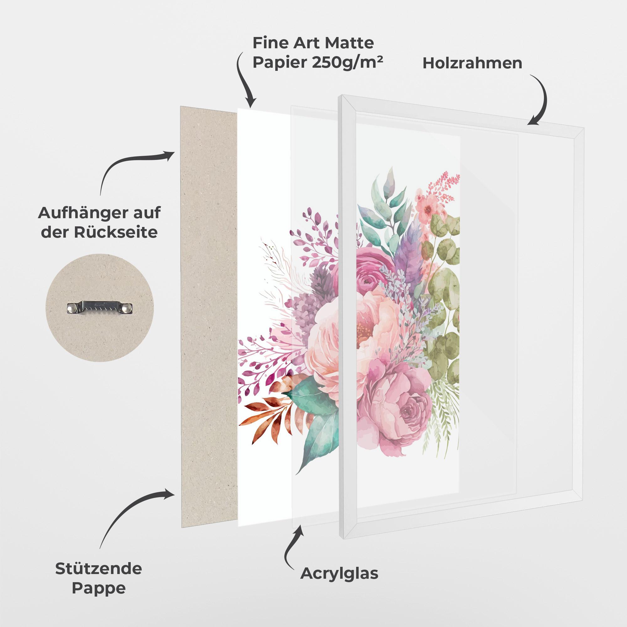 Gerahmte Poster Bouquet Of Pink Roses mockup 1