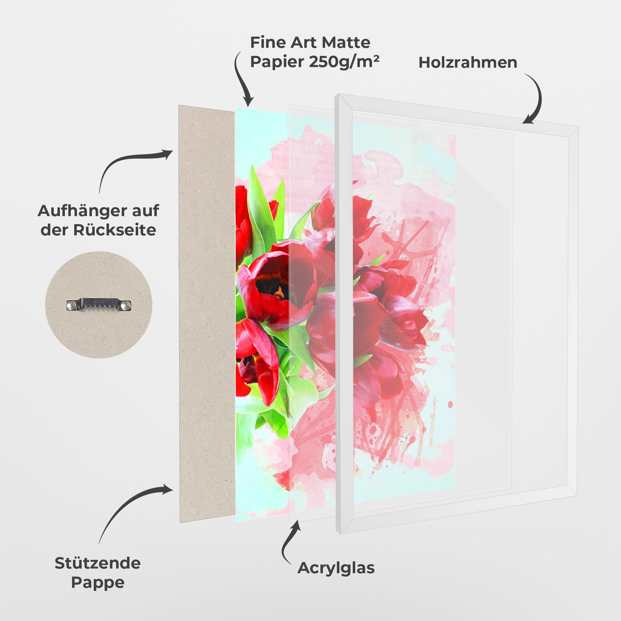 Gerahmte Poster Red Tulips Bouquet mockup 1