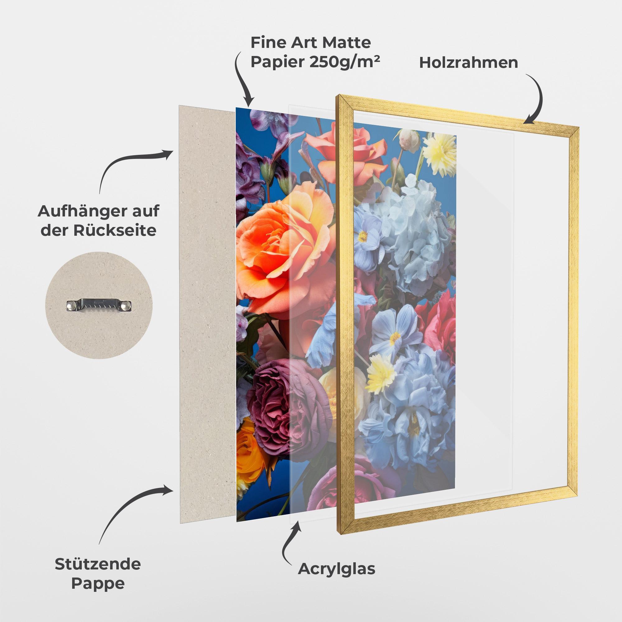 Gerahmte Poster Blue Orange Bouquet mockup 1