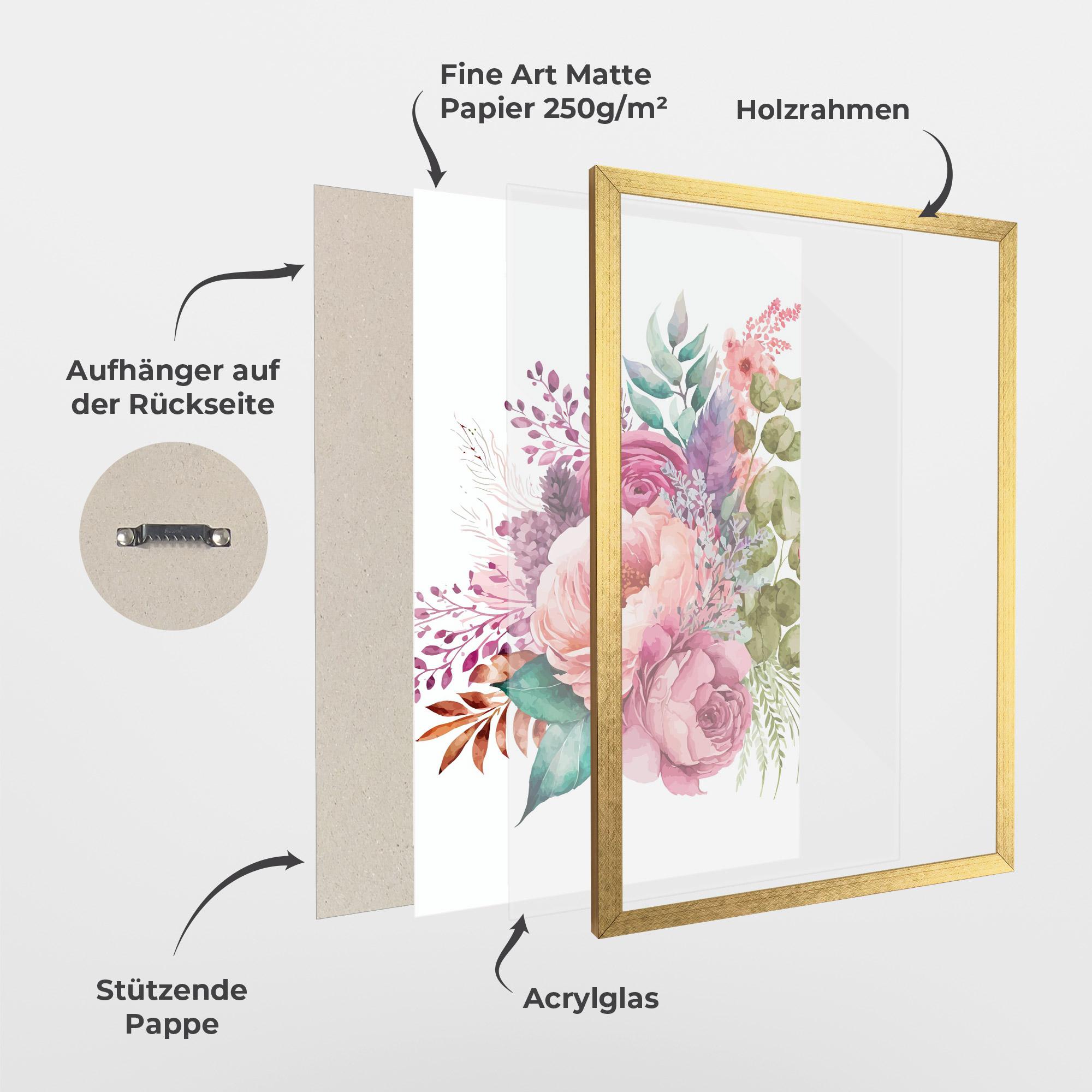 Gerahmte Poster Bouquet Of Pink Roses mockup 1