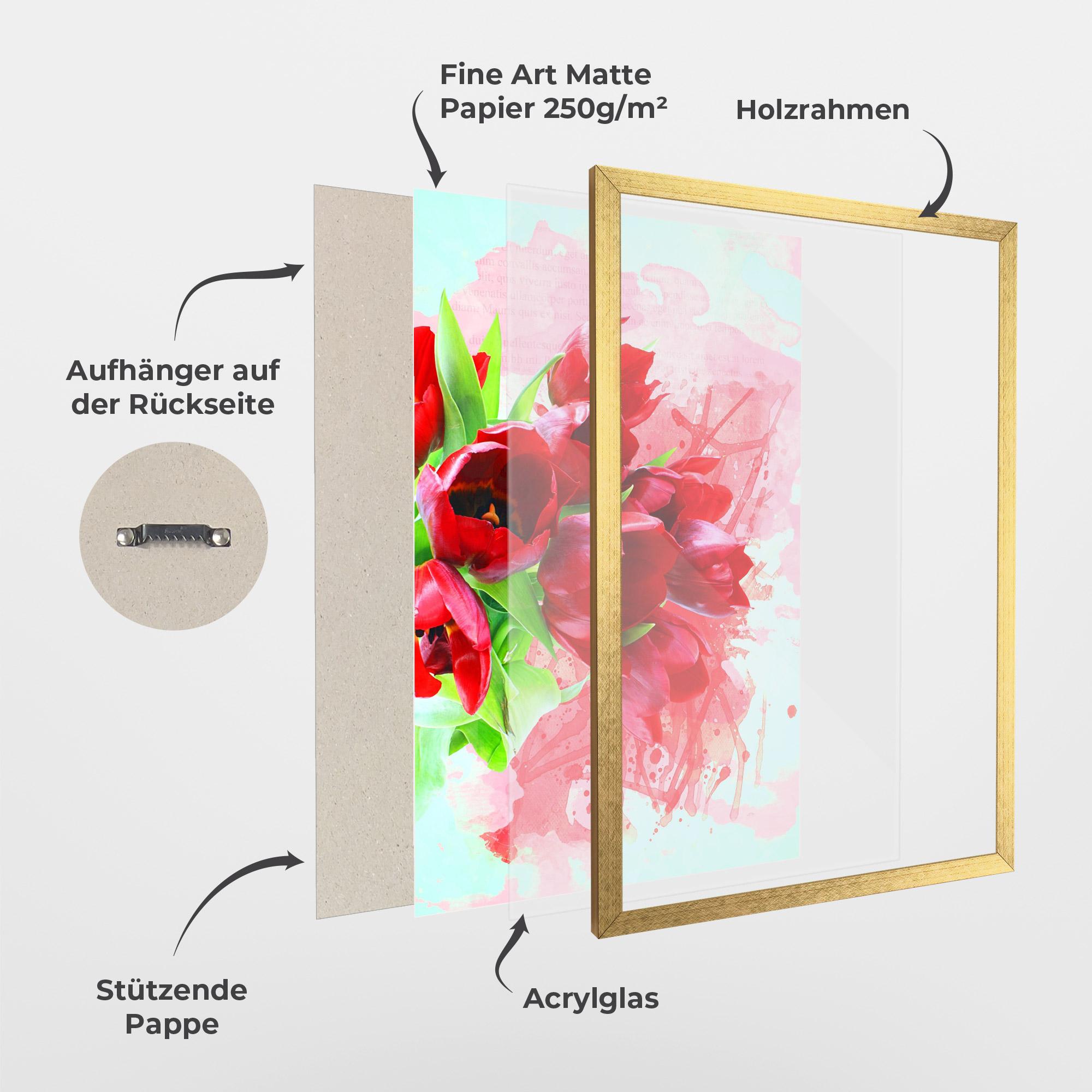 Gerahmte Poster Red Tulips Bouquet mockup 1