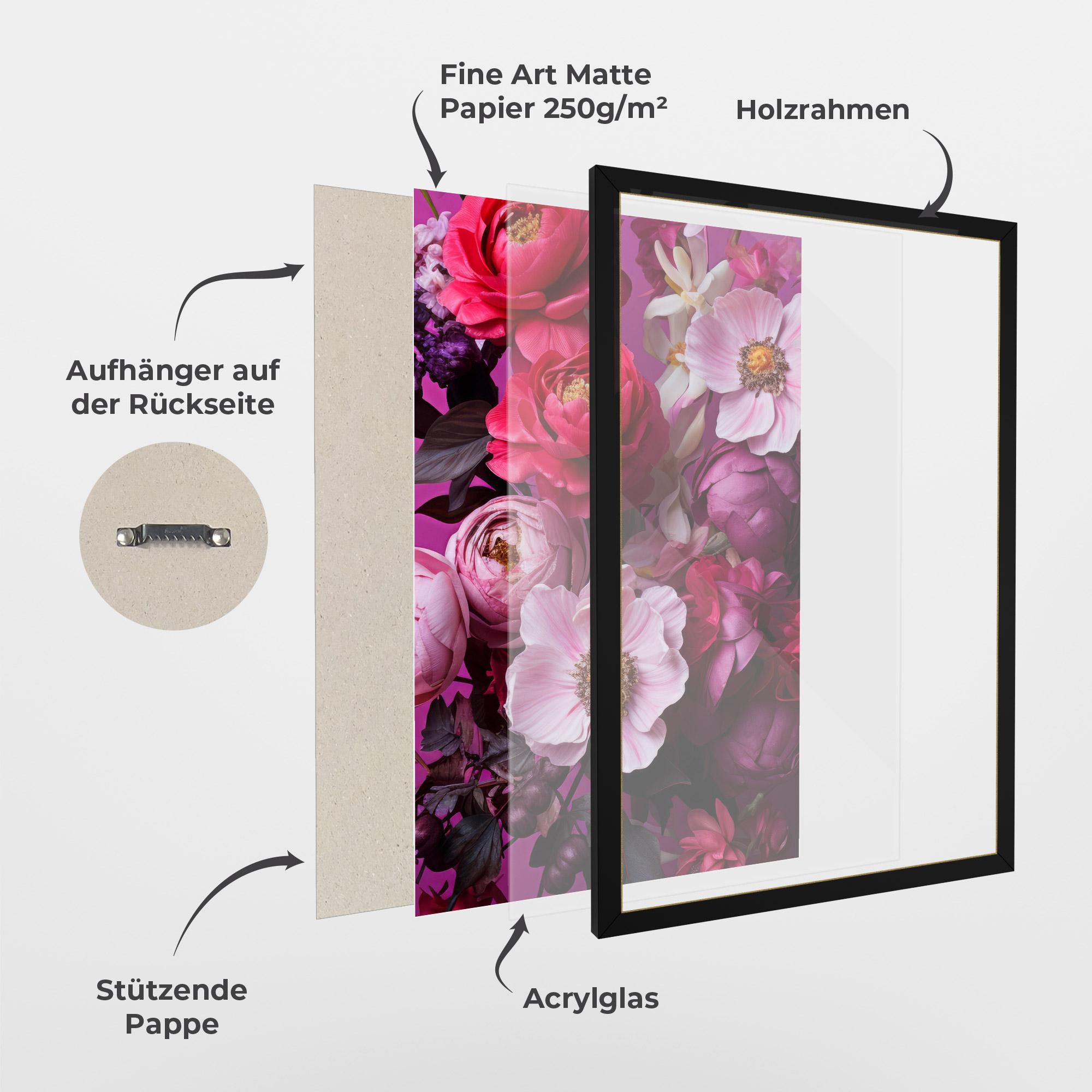 Gerahmte Poster Pink Red Bouquet mockup 1