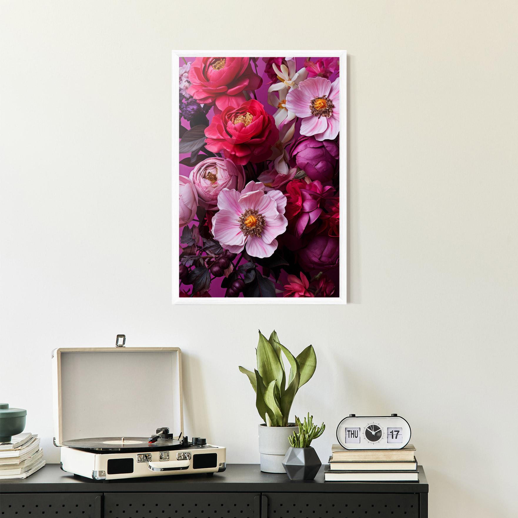 Gerahmte Poster Pink Red Bouquet mockup 2