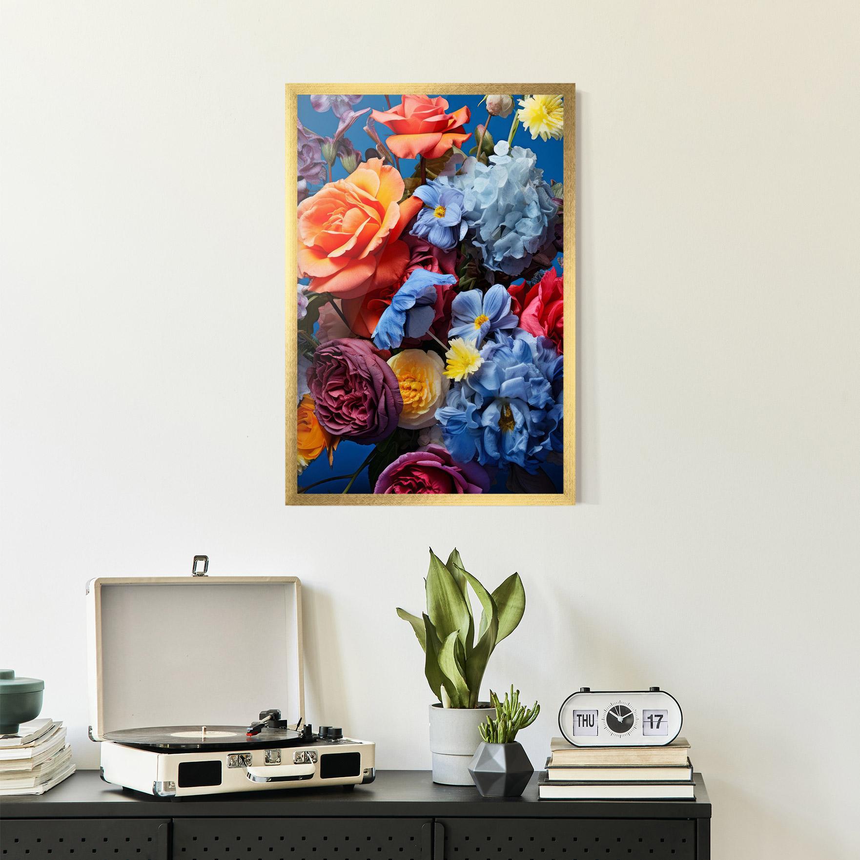 Gerahmte Poster Blue Orange Bouquet mockup 2