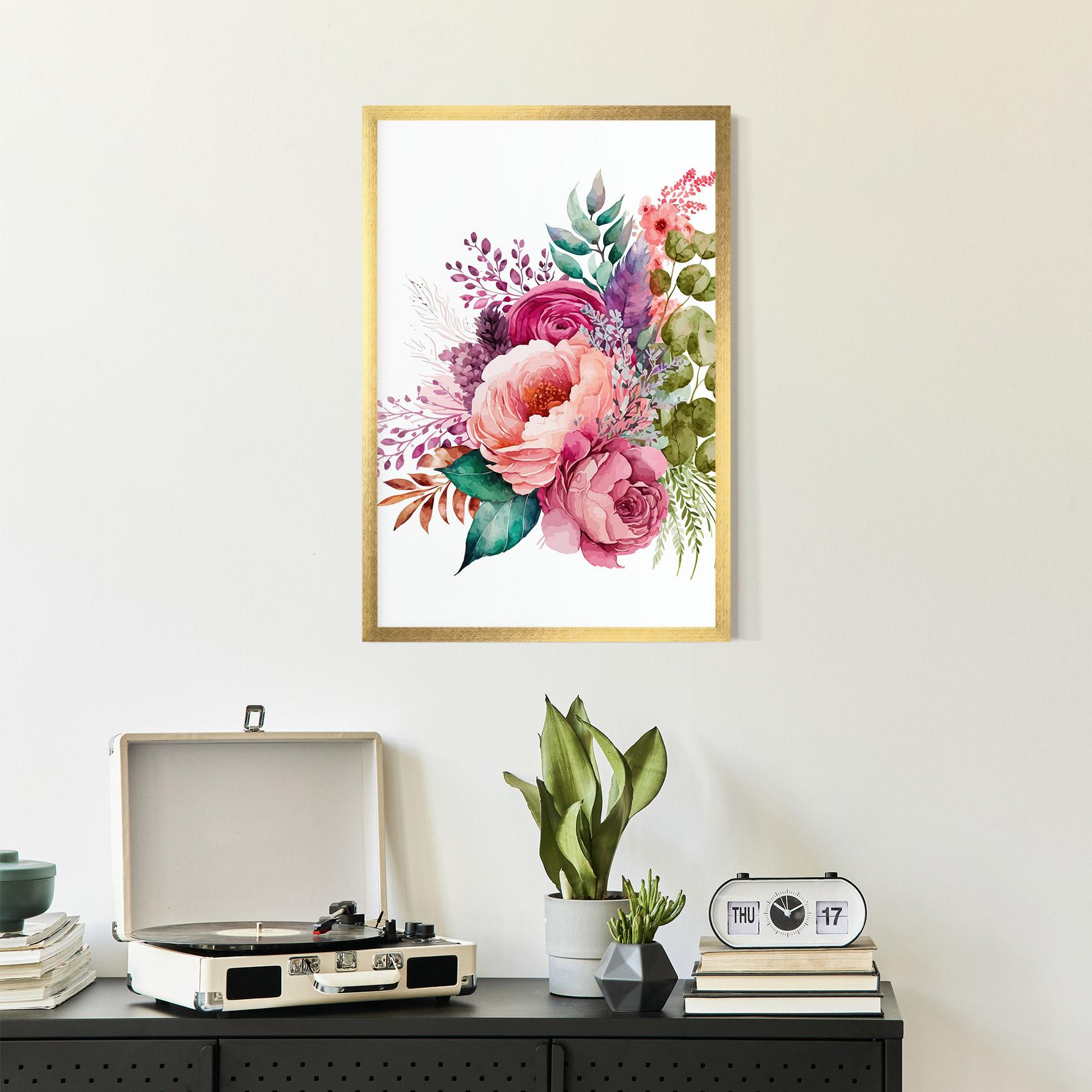 Gerahmte Poster Bouquet Of Pink Roses mockup 2