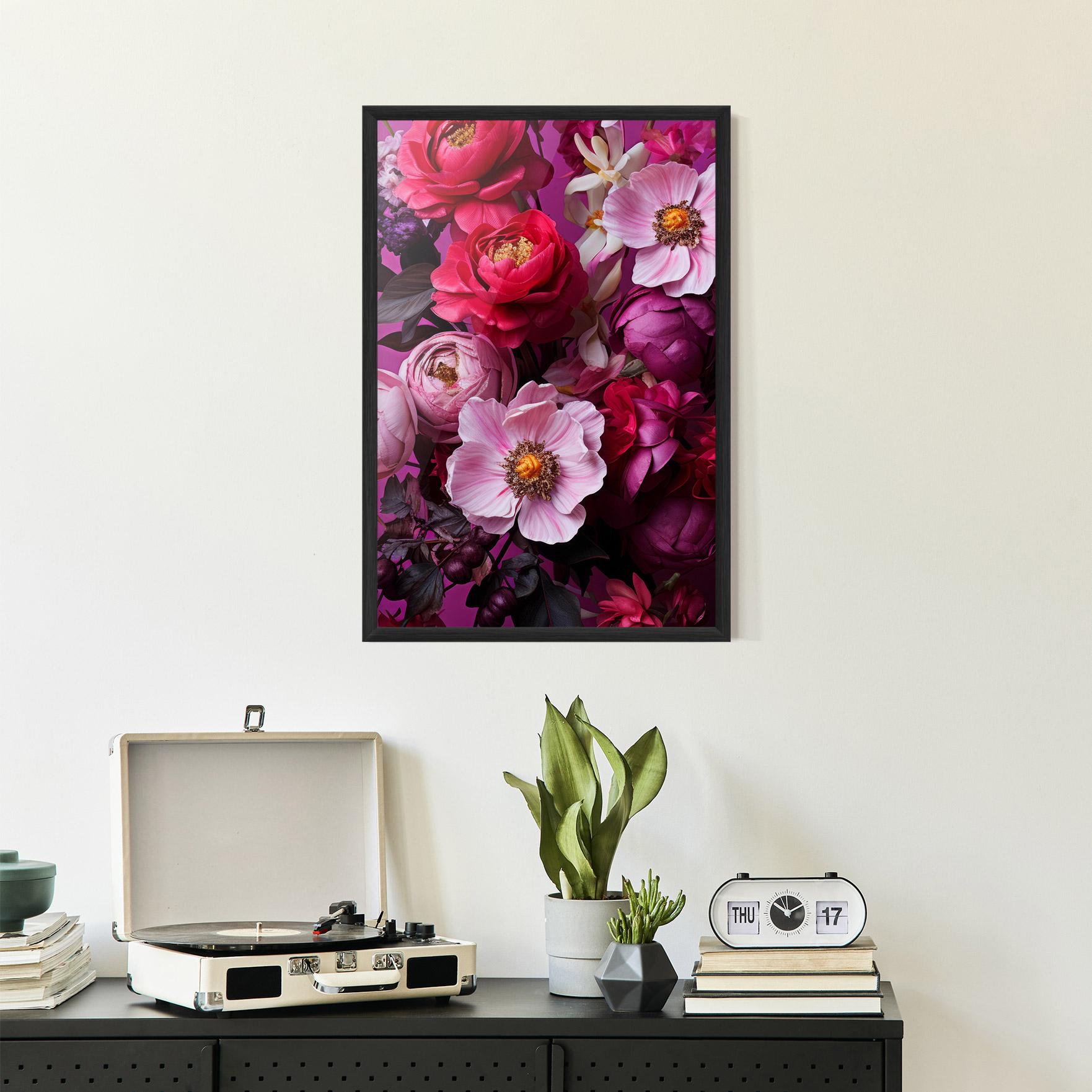 Gerahmte Poster Pink Red Bouquet mockup 2