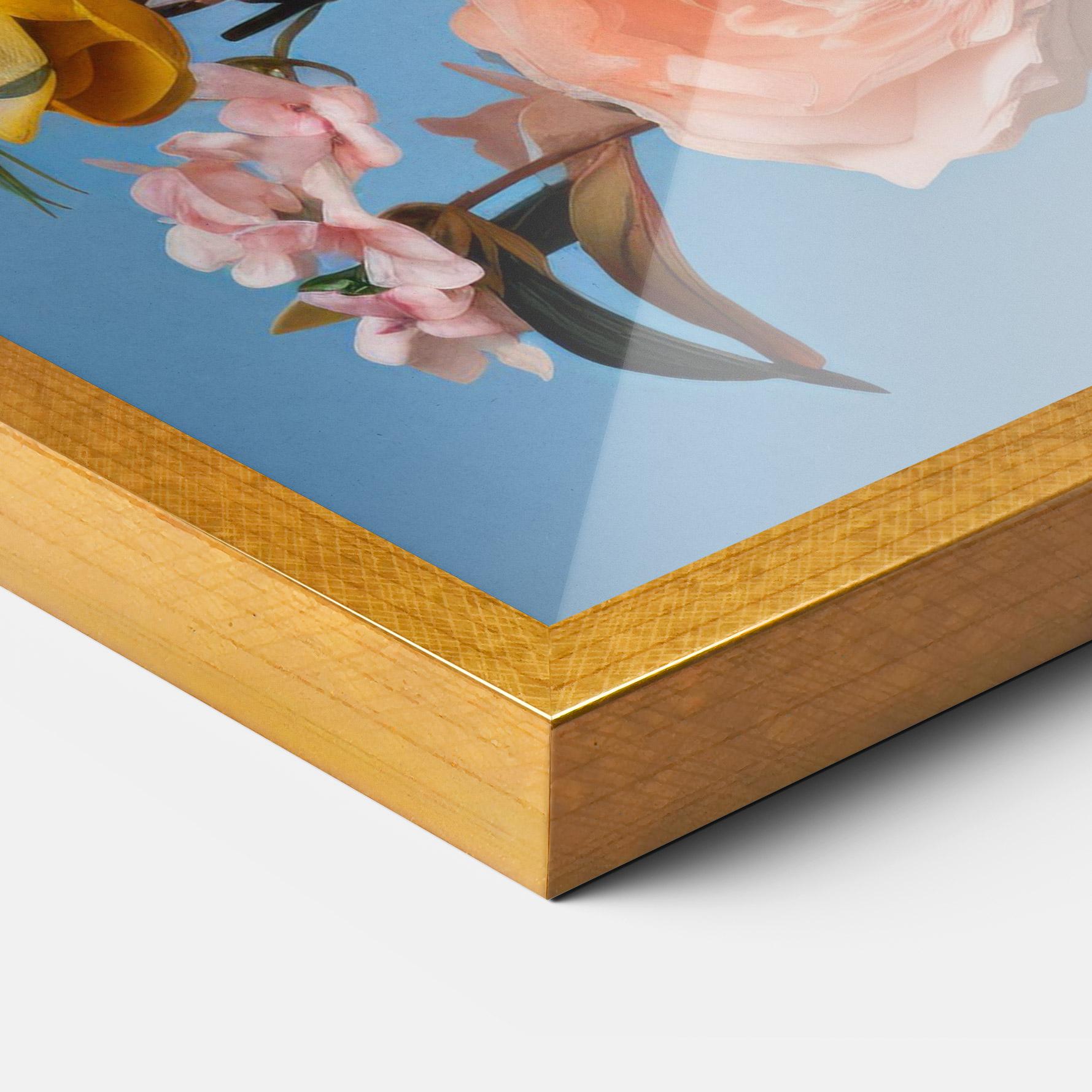 Gerahmte Poster Flower Mix On Blue mockup 3