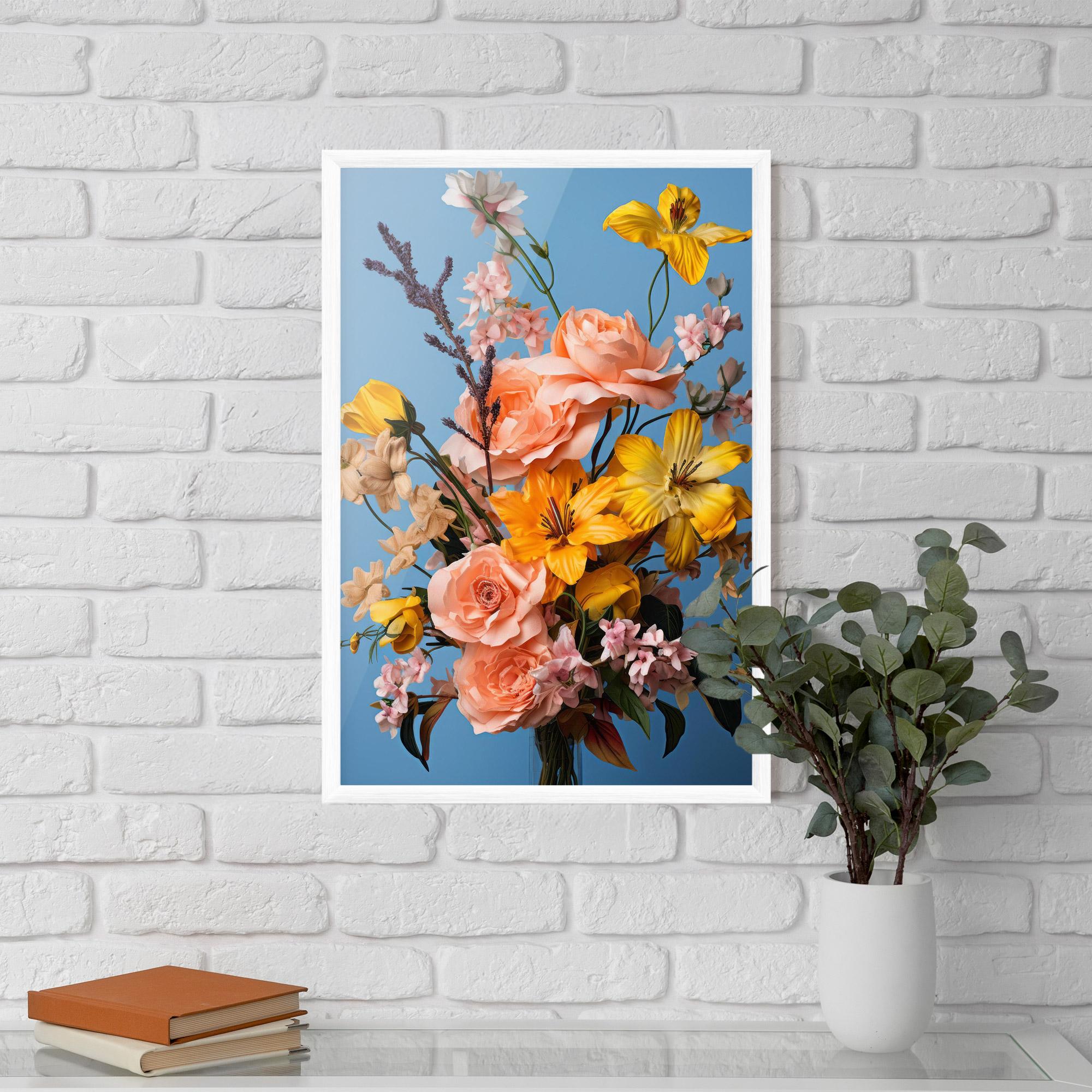 Gerahmte Poster Flower Mix On Blue mockup 5