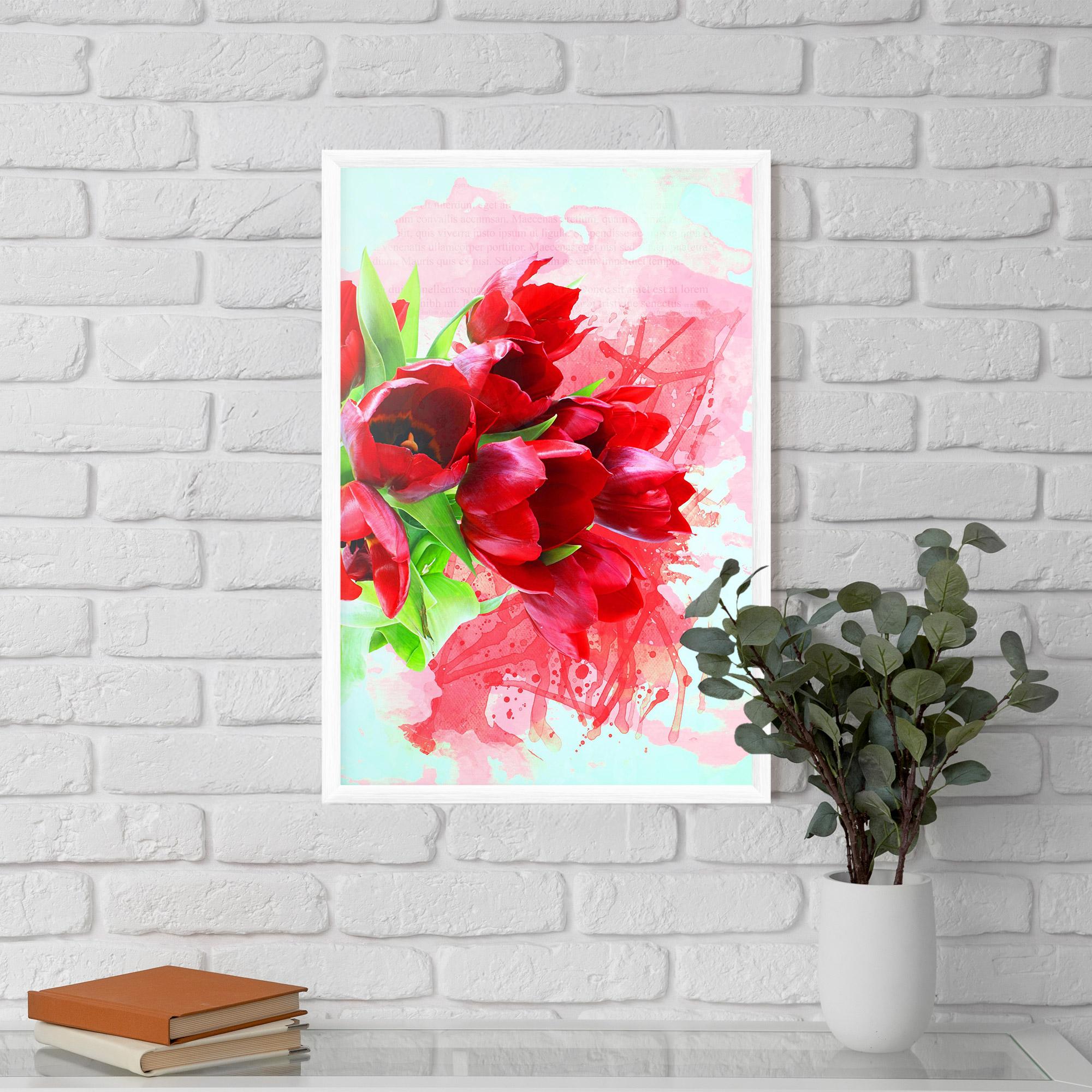 Gerahmte Poster Red Tulips Bouquet mockup 5