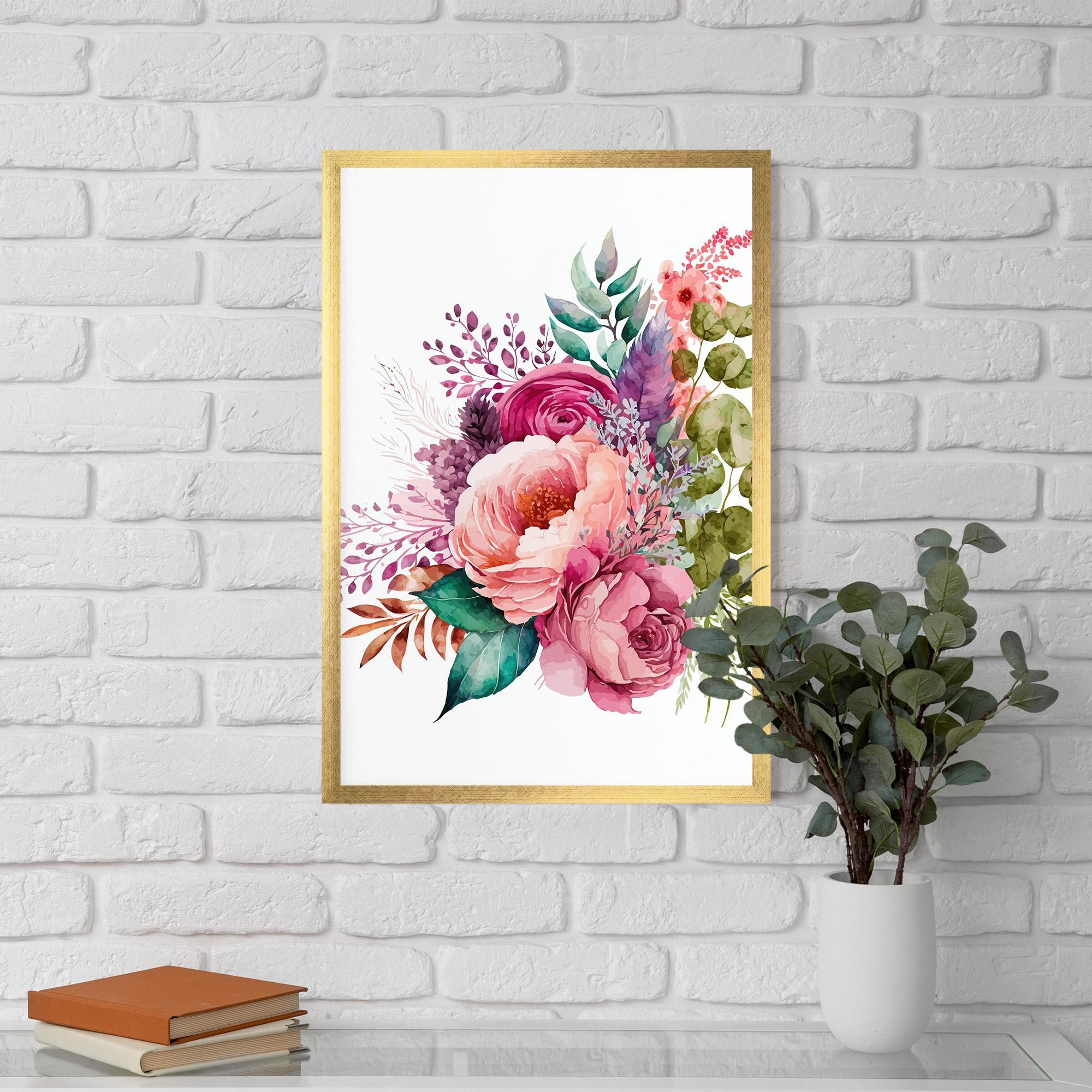 Gerahmte Poster Bouquet Of Pink Roses mockup 5