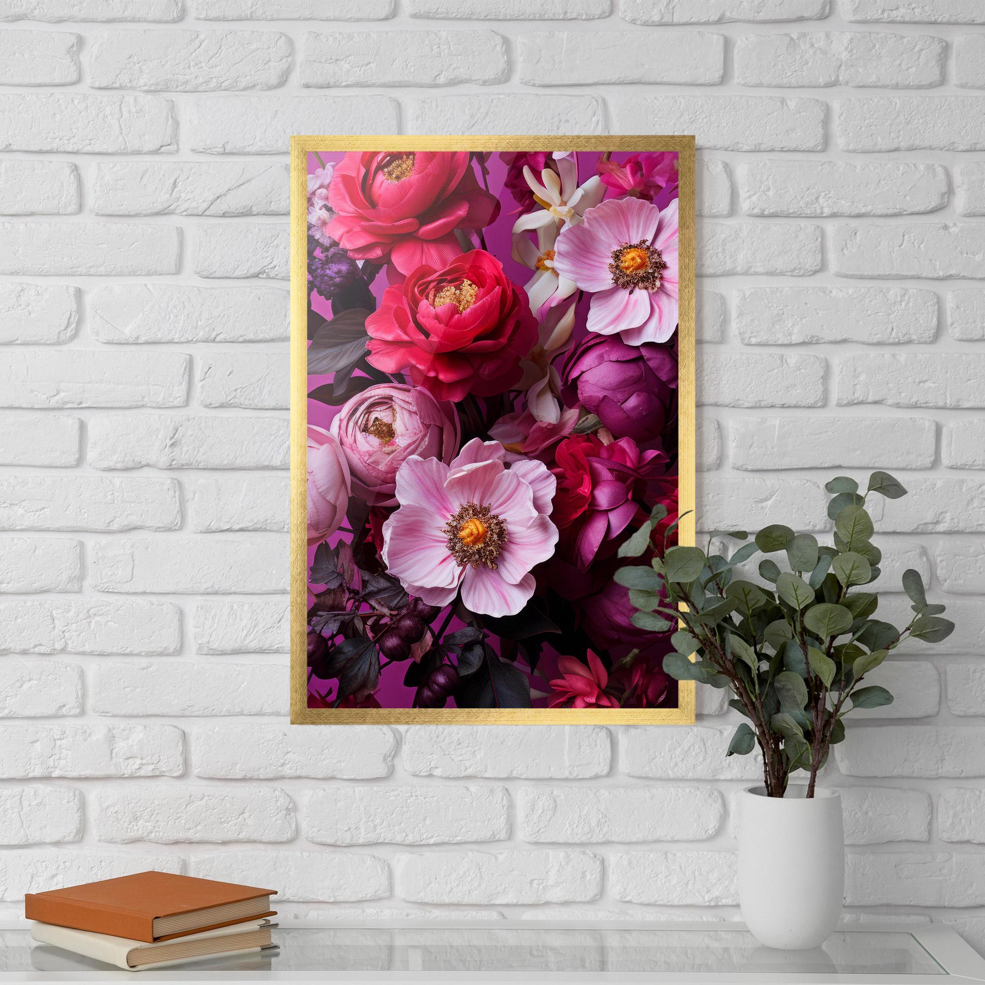 Gerahmte Poster Pink Red Bouquet mockup 5