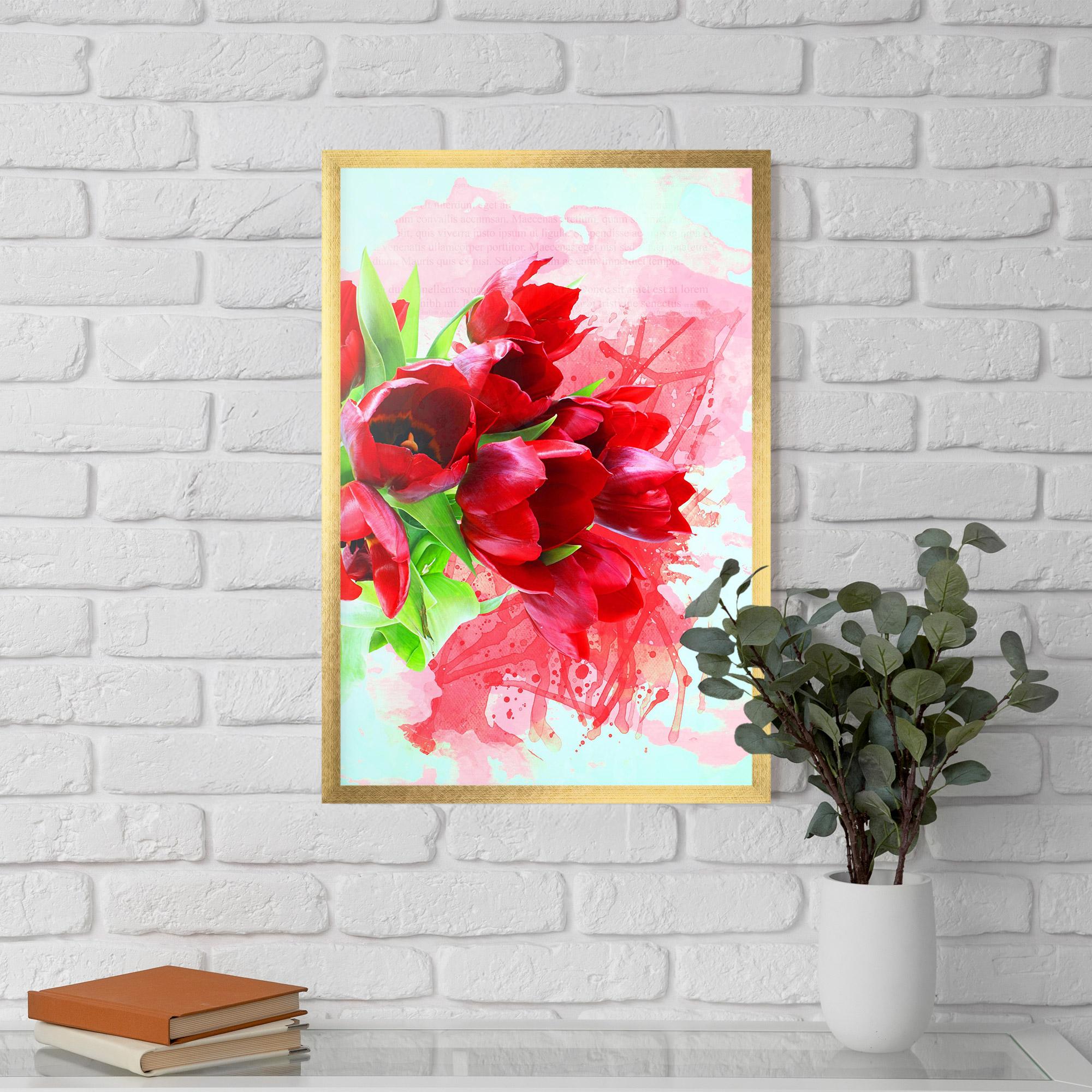 Gerahmte Poster Red Tulips Bouquet mockup 5
