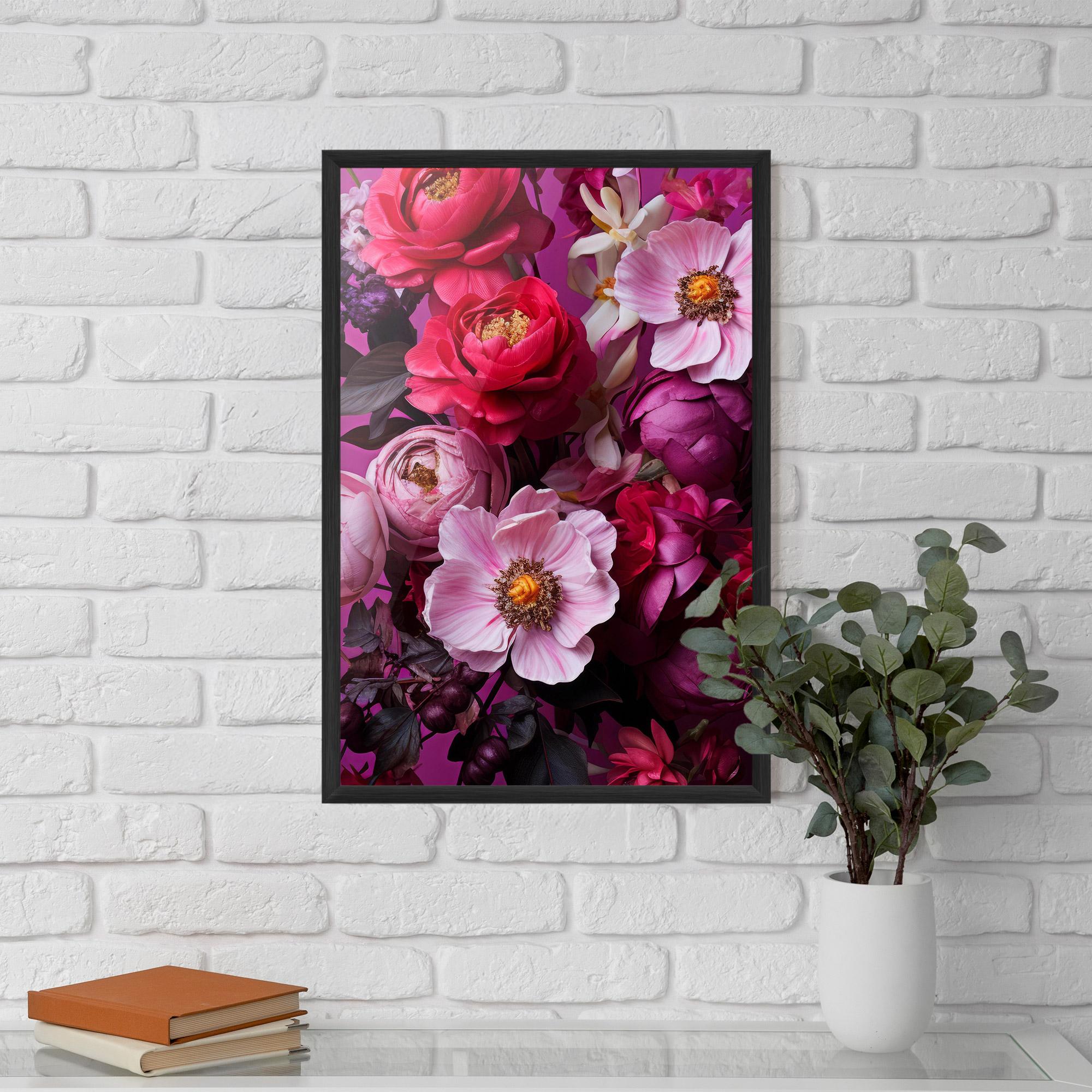 Gerahmte Poster Pink Red Bouquet mockup 5