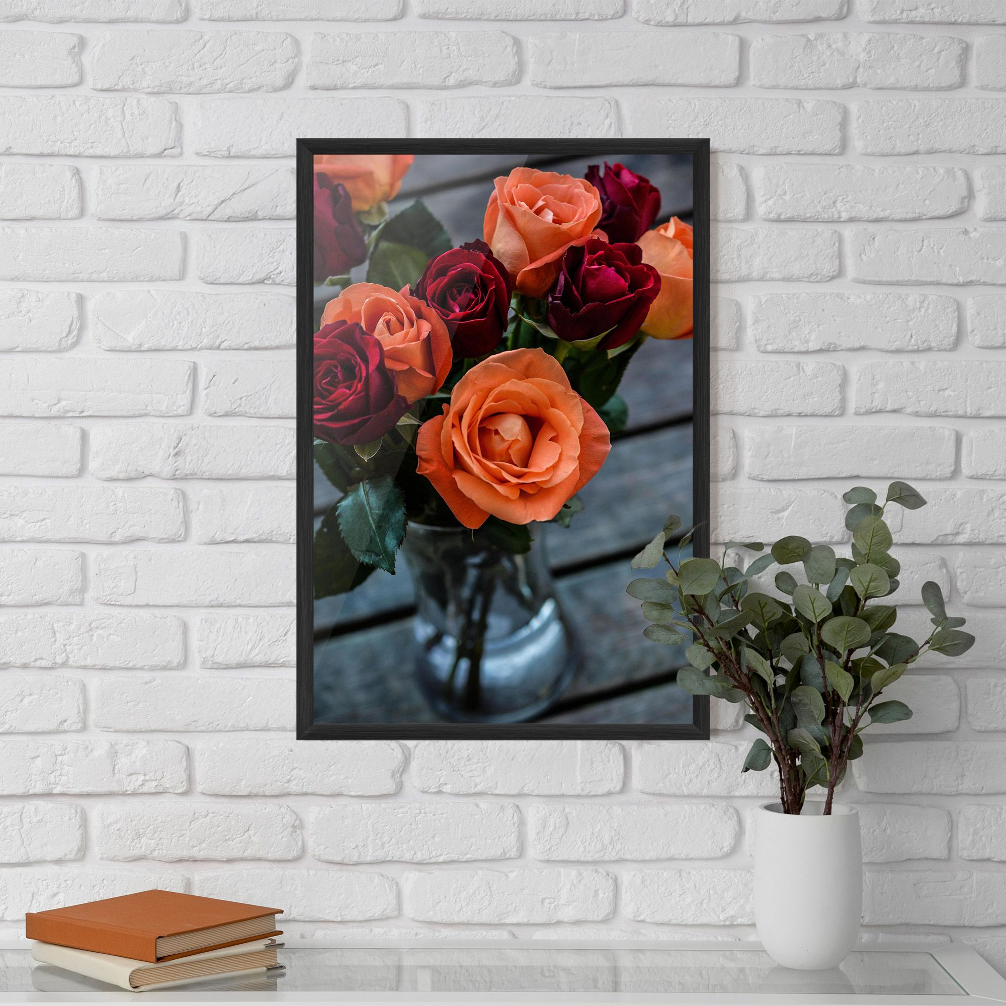 Red Orange Roses Bouquet mockup 5