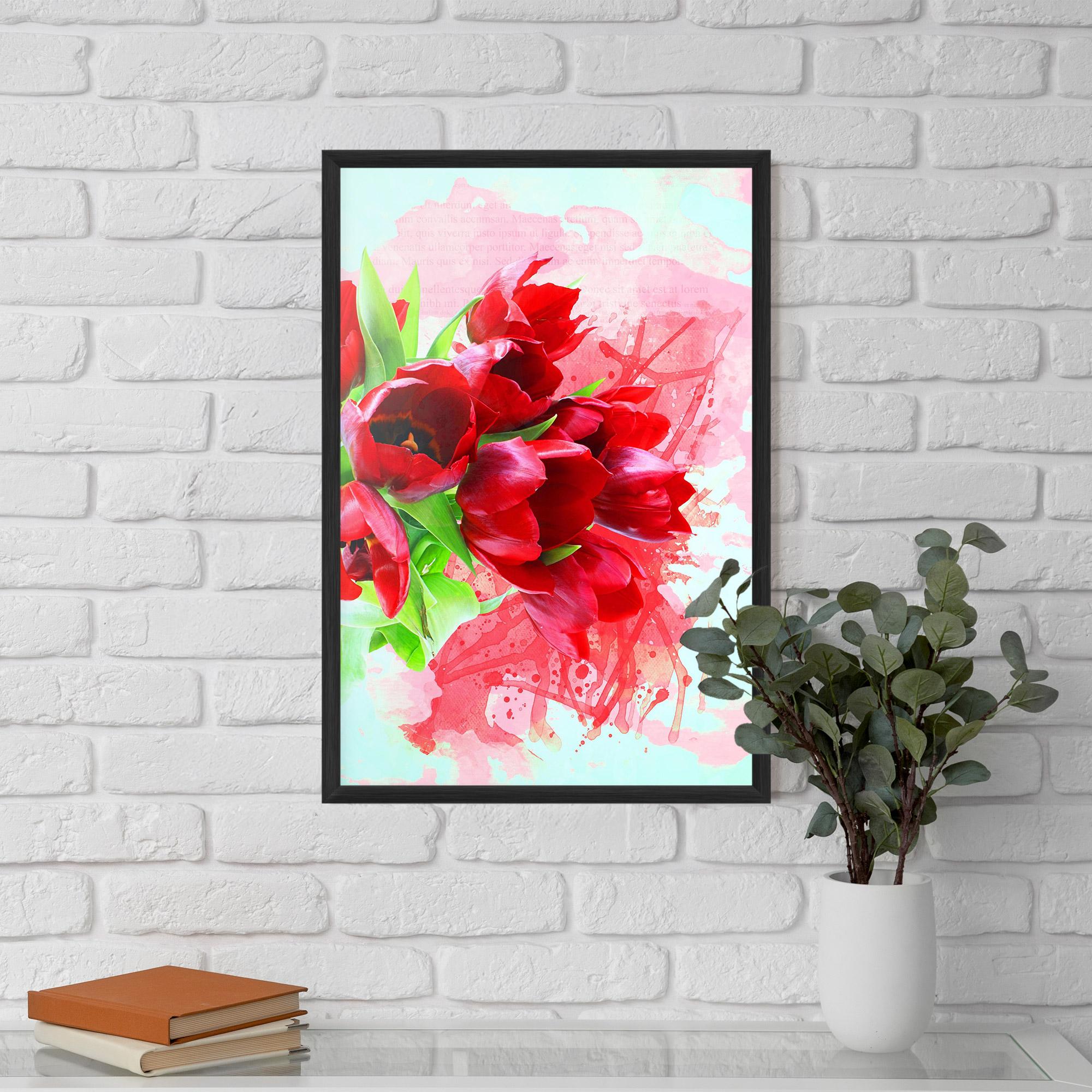 Gerahmte Poster Red Tulips Bouquet mockup 5