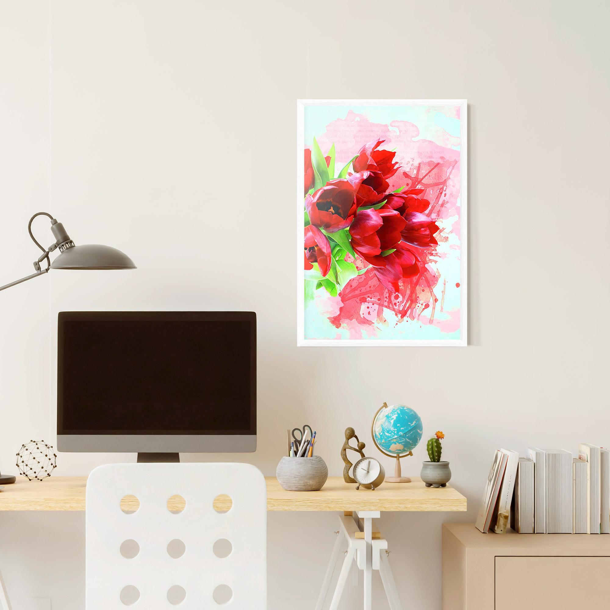 Gerahmte Poster Red Tulips Bouquet mockup 6