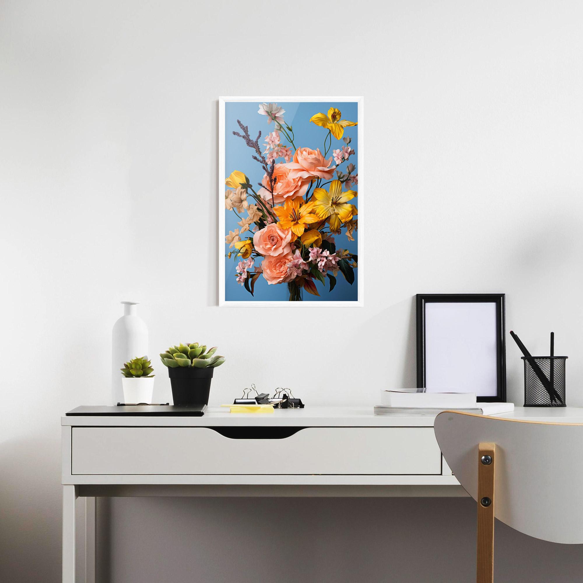 Gerahmte Poster Flower Mix On Blue mockup 7