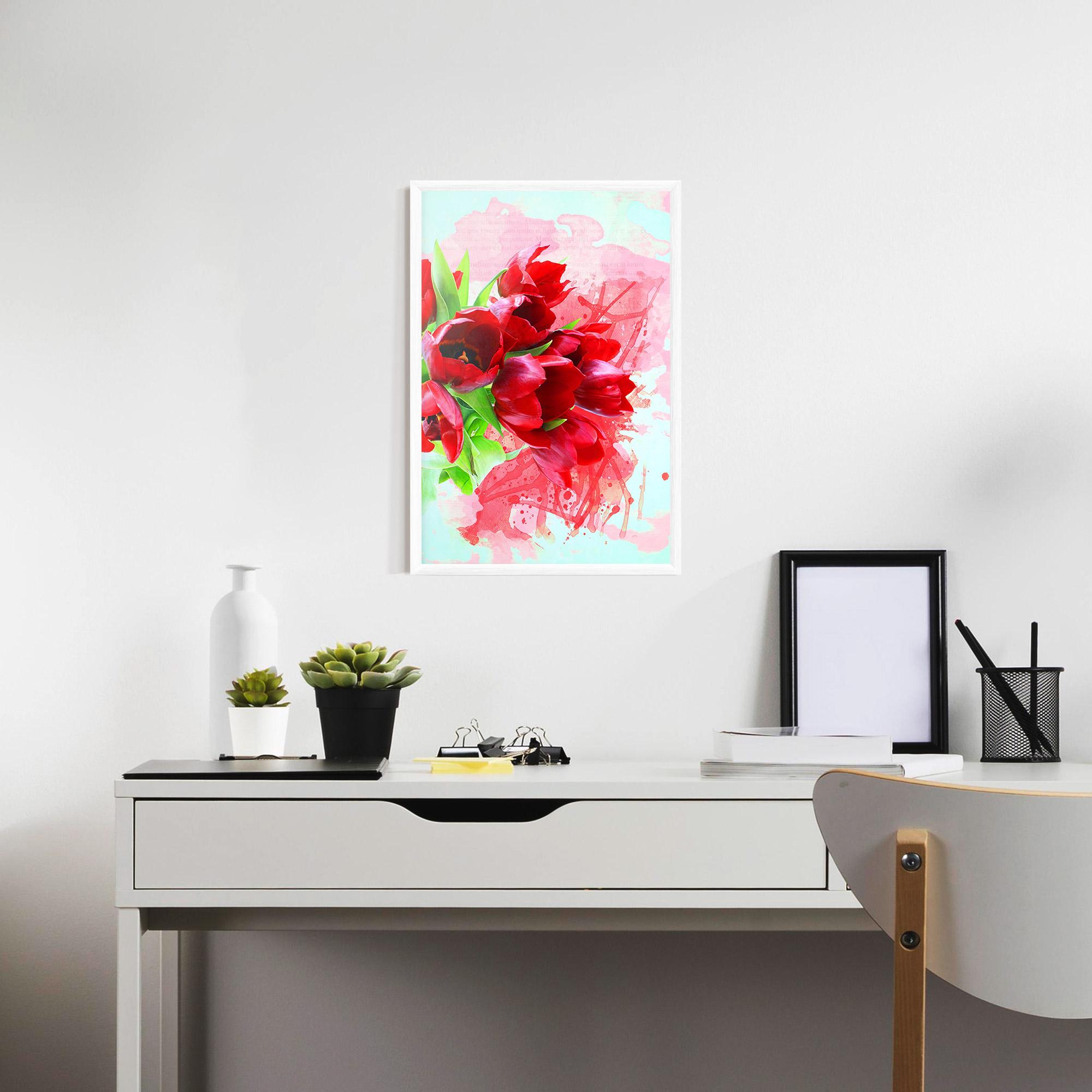 Gerahmte Poster Red Tulips Bouquet mockup 7