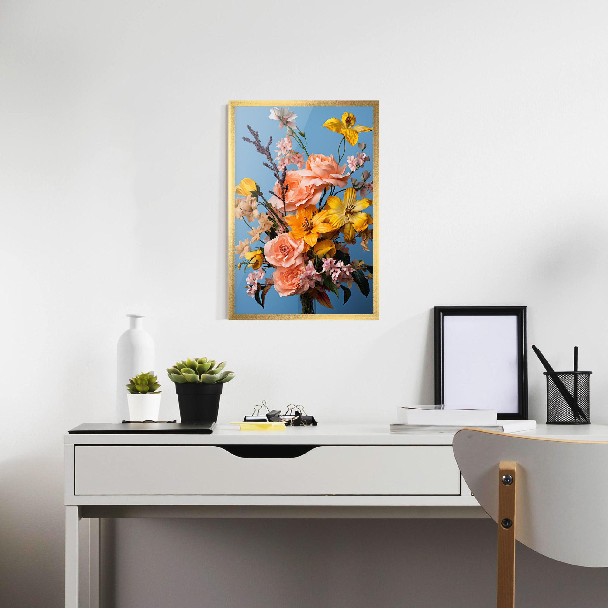 Gerahmte Poster Flower Mix On Blue mockup 7