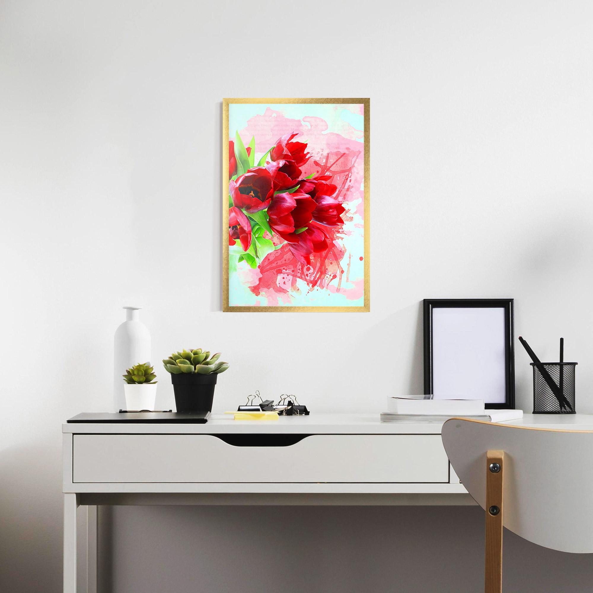 Gerahmte Poster Red Tulips Bouquet mockup 7