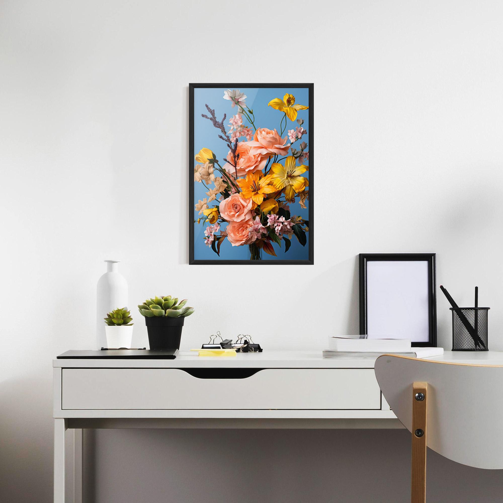 Gerahmte Poster Flower Mix On Blue mockup 7