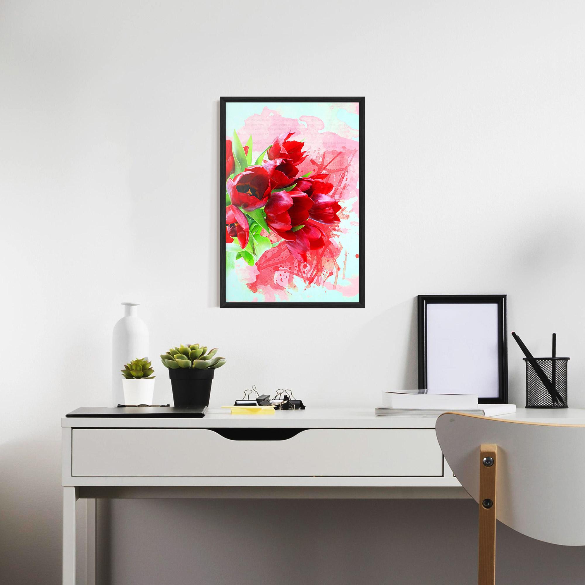 Gerahmte Poster Red Tulips Bouquet mockup 7