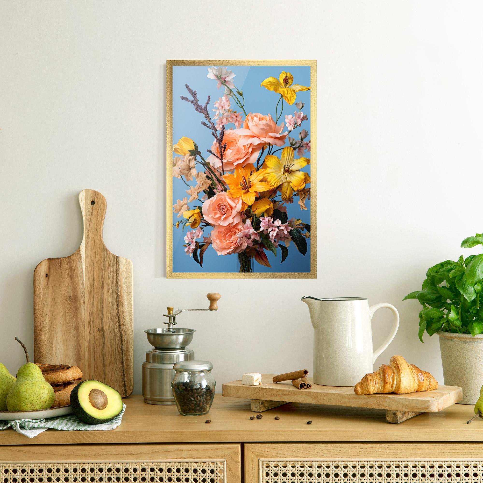 Gerahmte Poster Flower Mix On Blue mockup 8