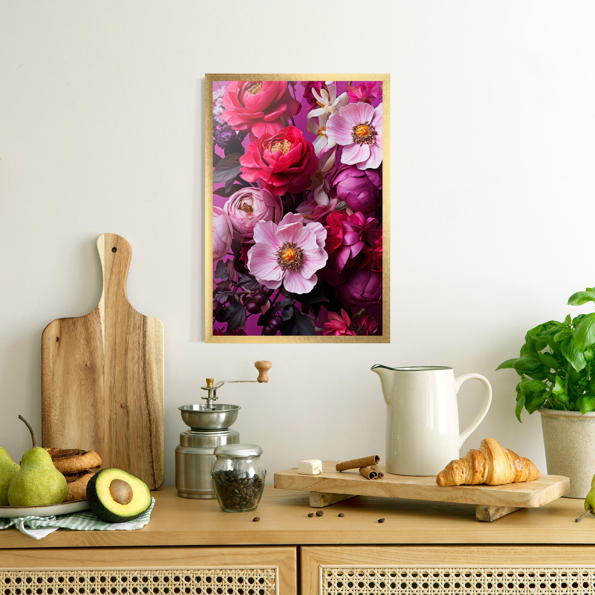 Gerahmte Poster Pink Red Bouquet mockup 8