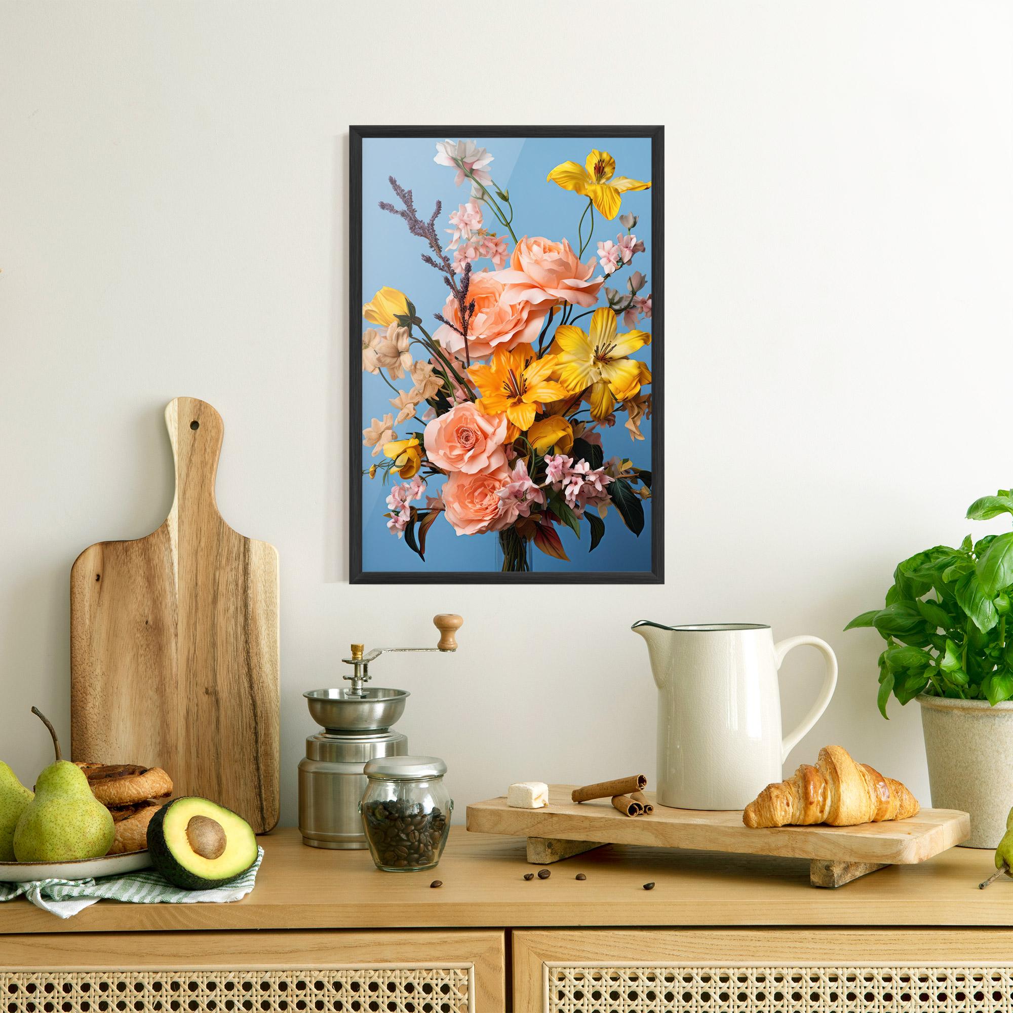 Gerahmte Poster Flower Mix On Blue mockup 8