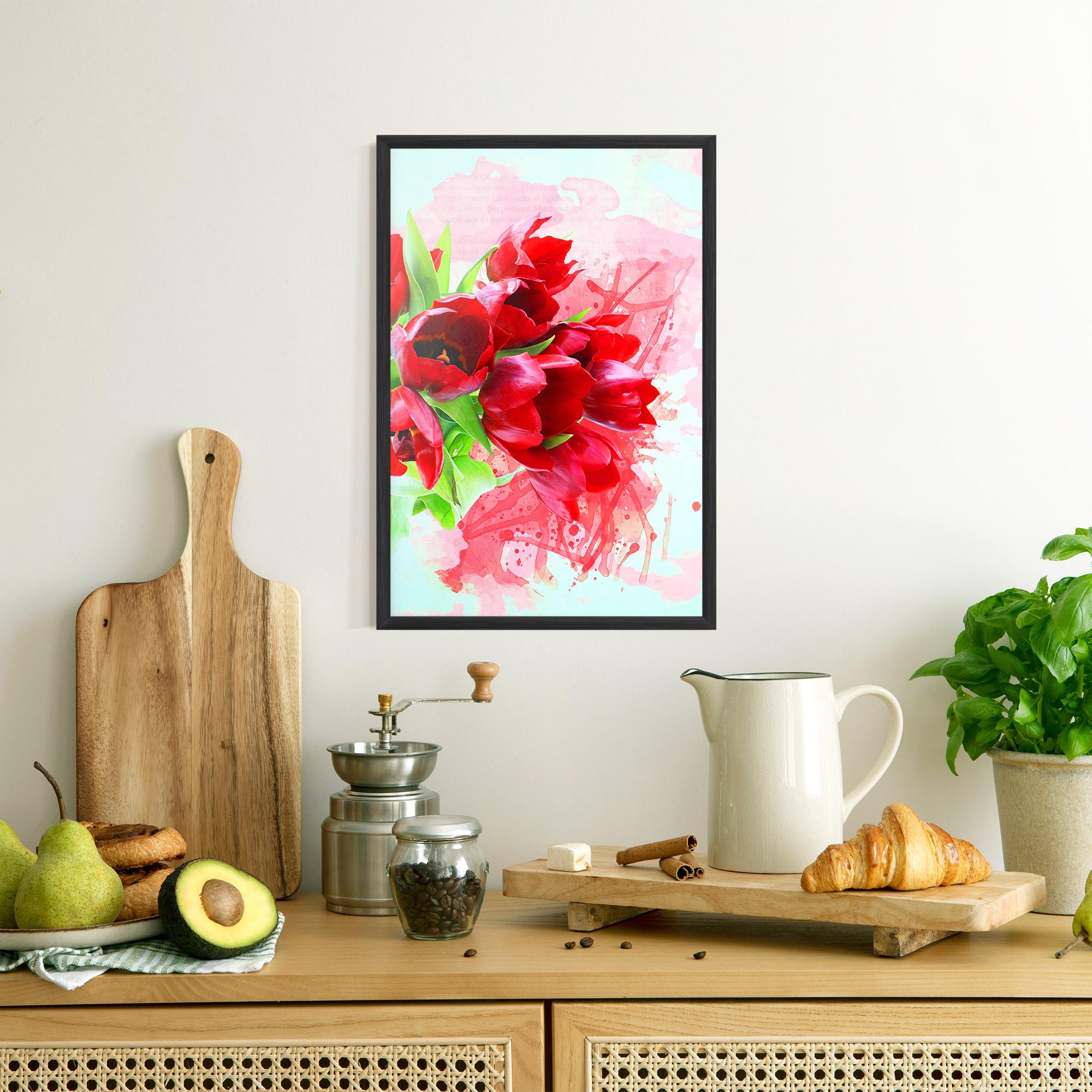 Gerahmte Poster Red Tulips Bouquet mockup 8
