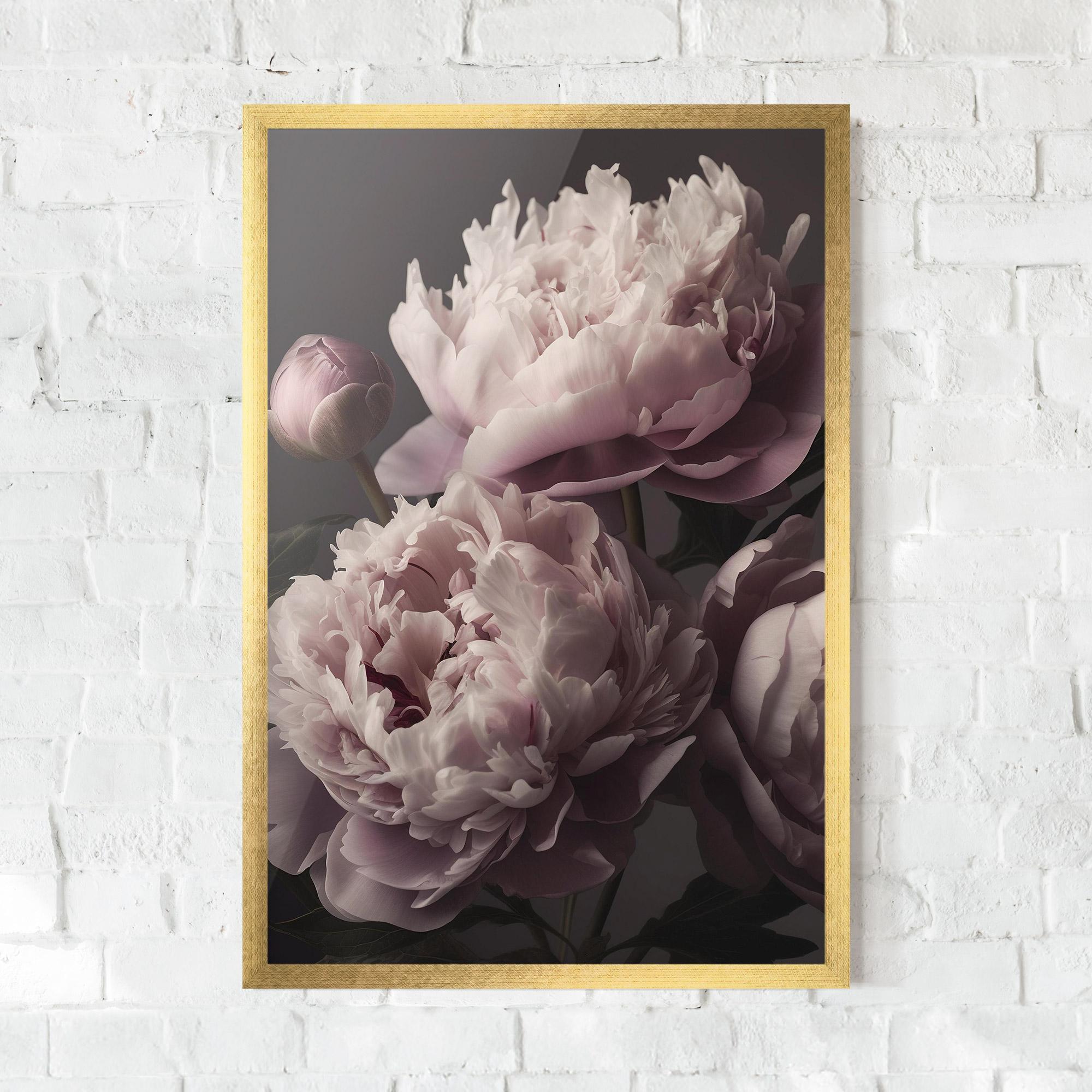 Gerahmte Poster Grey Pastel Pink Peony mockup 0