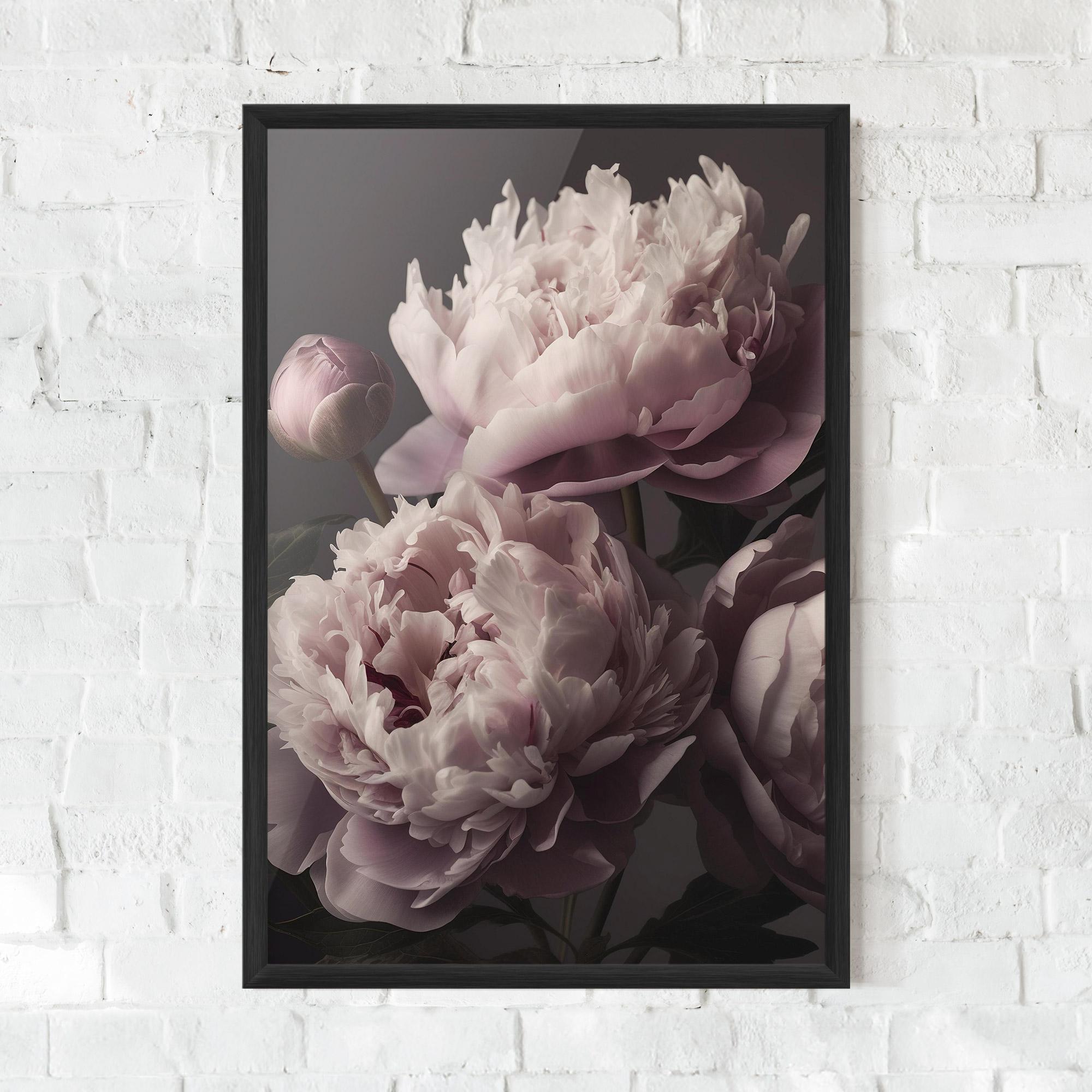 Gerahmte Poster Grey Pastel Pink Peony mockup 0