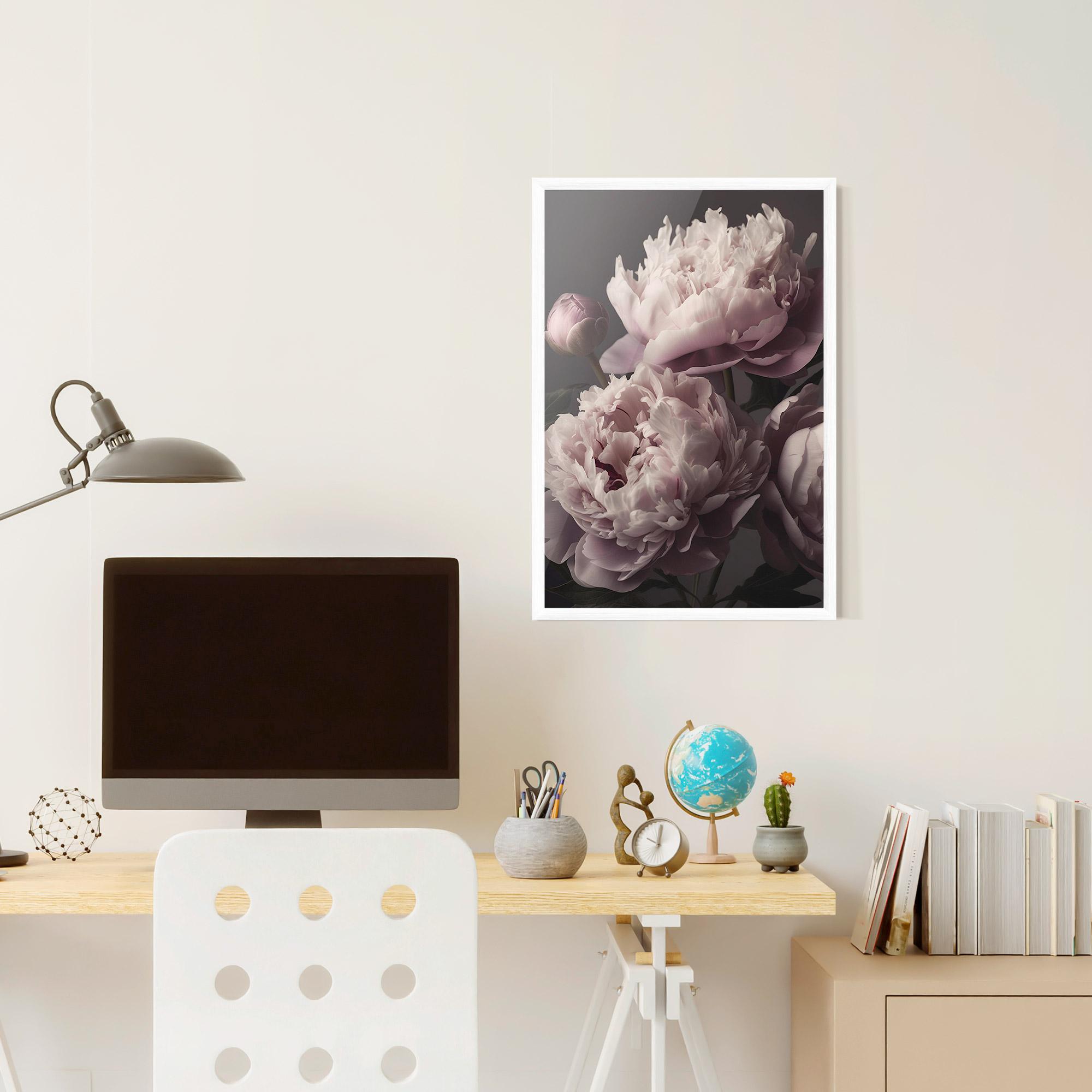 Gerahmte Poster Grey Pastel Pink Peony mockup 6