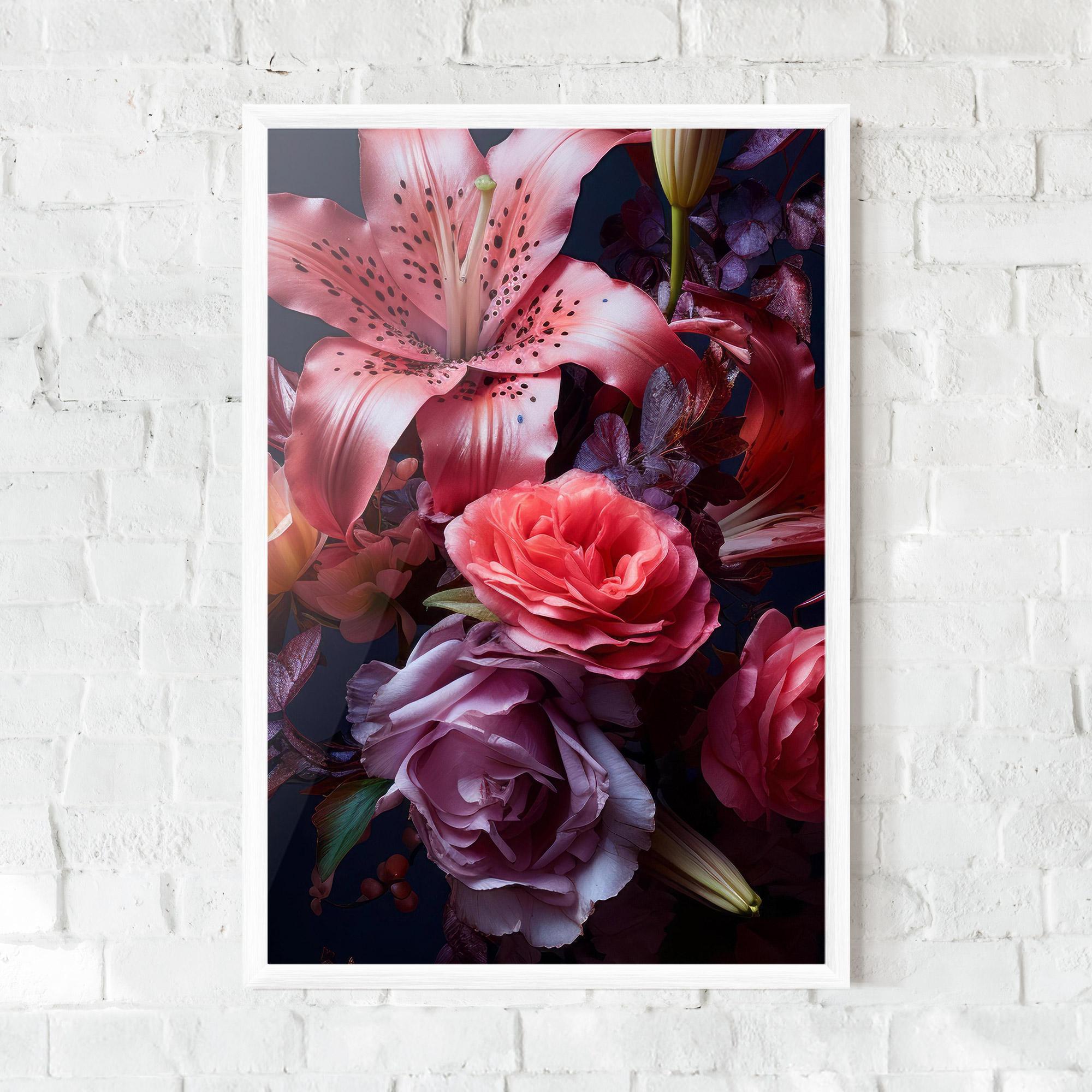 Gerahmte Poster Pink Lily Roses mockup 0