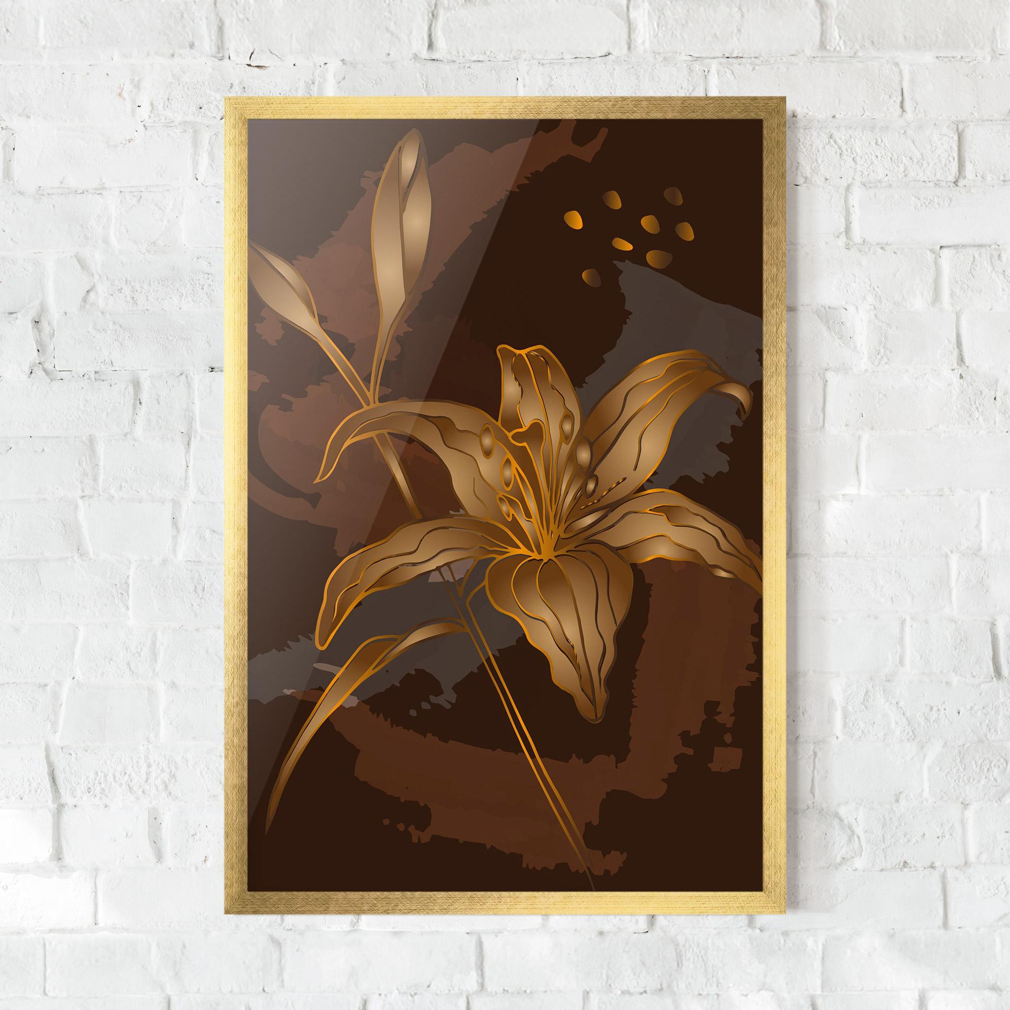 Gerahmte Poster Gold Brown Lily mockup 0